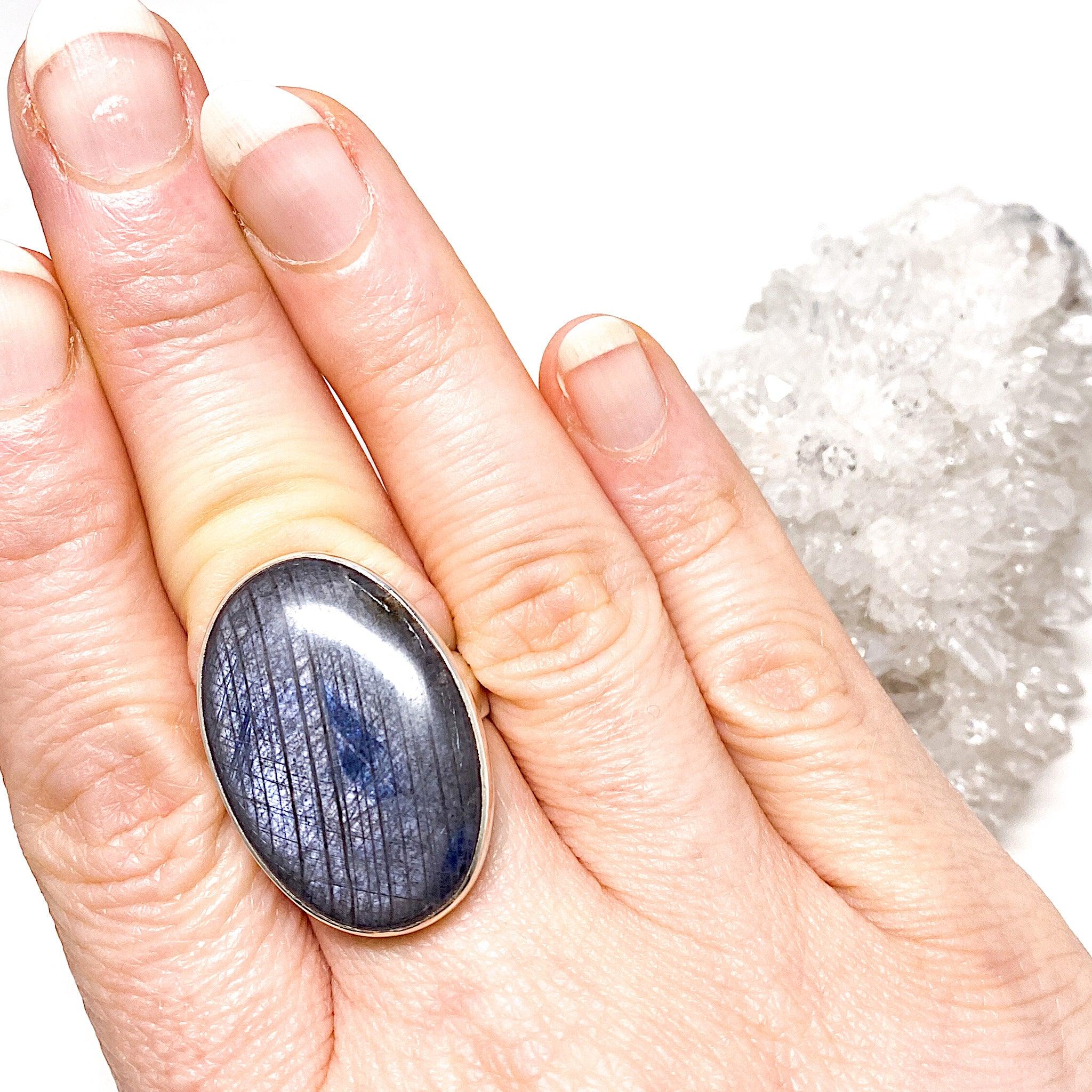 Natural Blue Sapphire Cabochon Oval Ring - Size 10 - KRGJ1615 - Elegant Jewelry for Weddings, Anniversaries & Special Occasions