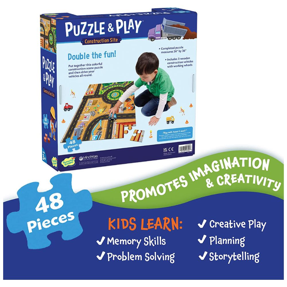 Peaceable Kingdom Construction Site Puzzle & Play Set – Fun Educational Toy for Kids, STEM Learning Activity – Perfect for Preschoolers & Toddlers at Home or Classroom