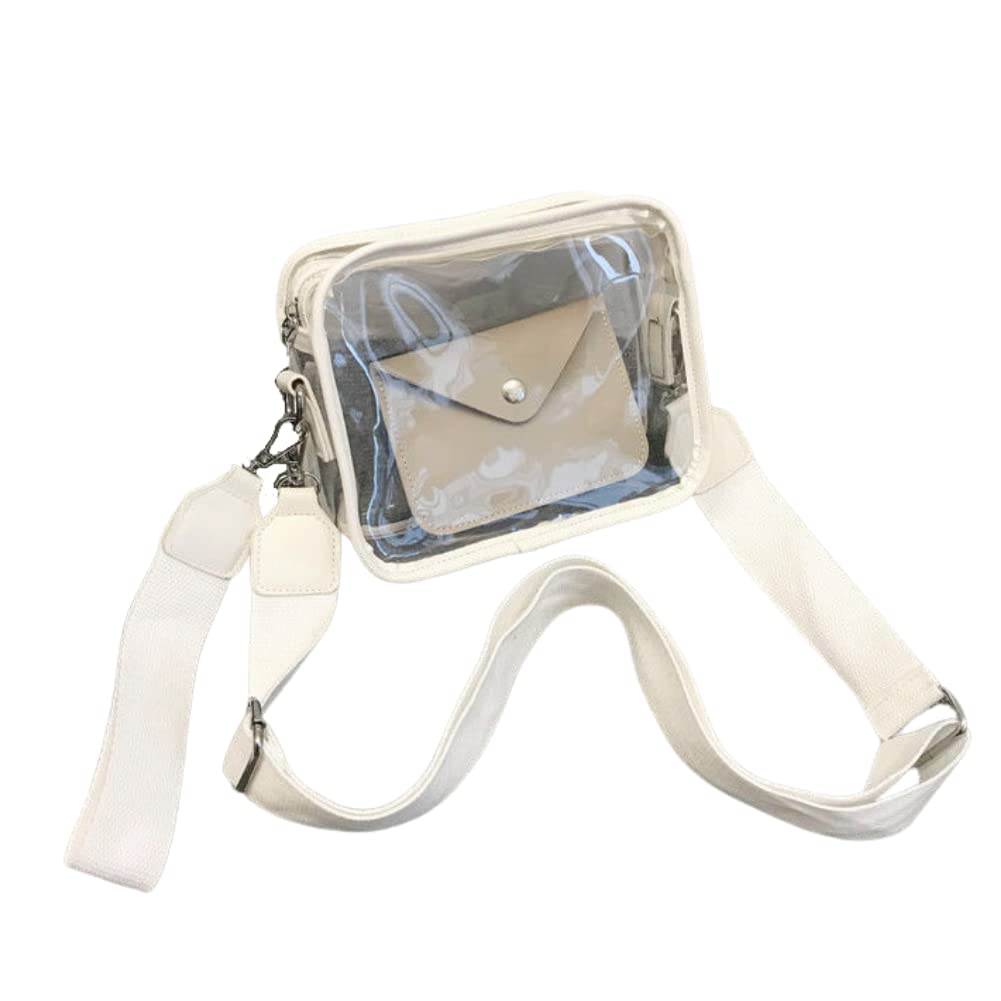 Clear Crossbody Bag for Women & Girls - Stadium Approved Small Purse for Concerts, Sports Events, Festivals & Parties (White) | Perfect for Prom, Shopping & Travel Accessories