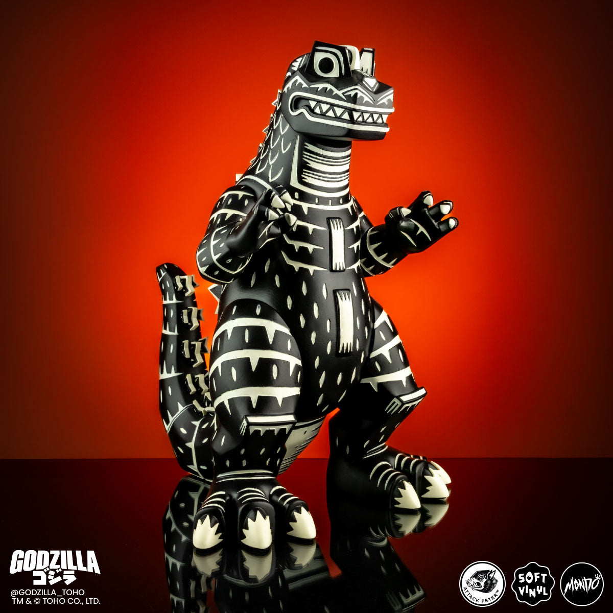 Godzilla Vinyl Designer Figure by Attack Peter - Linocut Variant Collectible Toy for Home Decor, Gift & Pop Culture Display