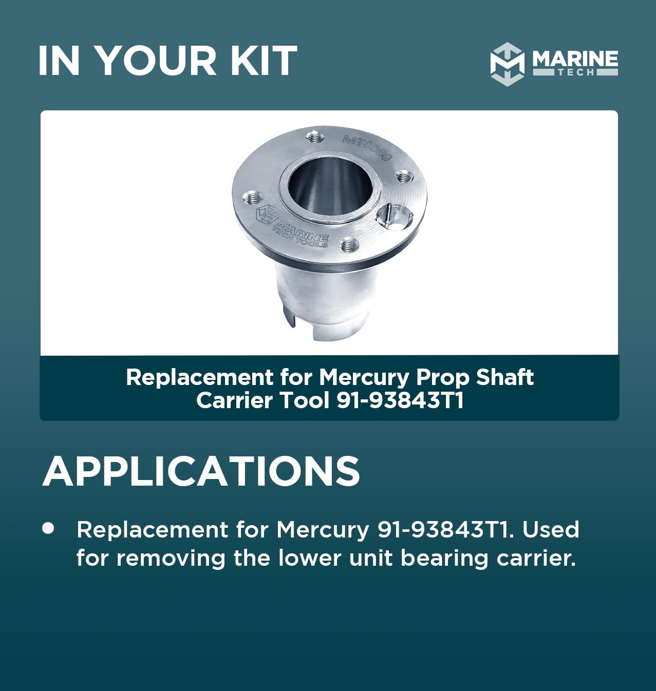 Marine Tech Tools Replacement for Mercury Prop Shaft Carrier Tool 12-93843T1 - Mercury Outboard Propeller Shaft Removal Tool Kit for Lower Unit Maintenance - Perfect for Boat Repair & Marine Engine Servicing