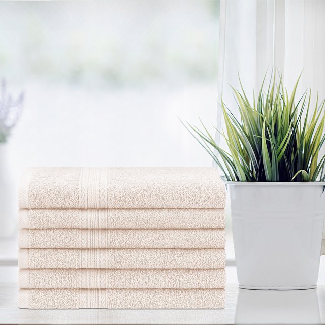 Premium 6-Piece Organic Cotton Hand Towel Set - Soft, Absorbent & Eco-Friendly - Perfect for Bathroom, Kitchen & Guest Use