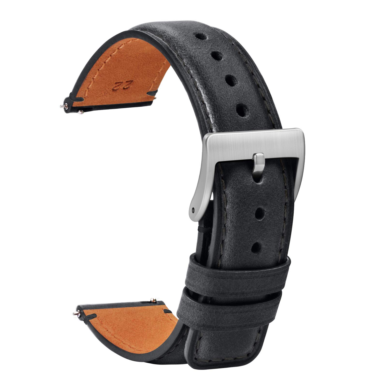 Premium Soft Brown 20mm Leather Watch Band - Quick Release Replacement Strap for Men & Women - Compatible with 18mm, 20mm, 22mm Watches - Square Tail Design with Secure Clasp Buckle - Perfect for Business, Casual & Smartwatch Wear