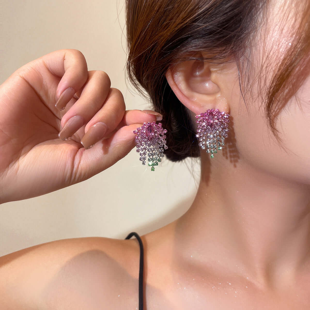 Sparkly Color Rhinestone Burst Stud Earrings | Fashion Jewelry for Women | Perfect for Parties, Weddings & Special Occasions