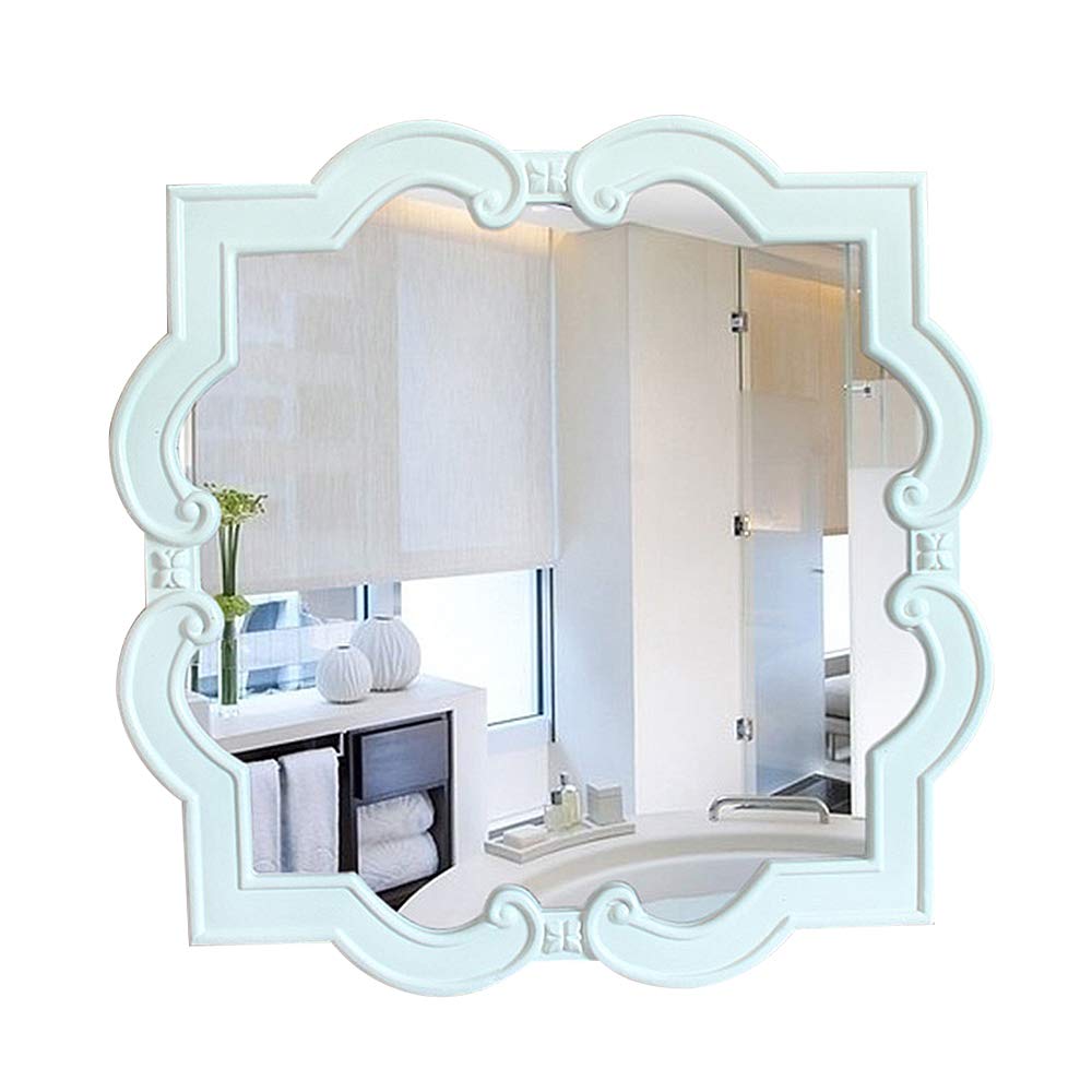 Vintage Rectangular Wall Mirror 55x55cm with PU Frame - Bathroom, Living Room, Bedroom, Vanity, Shaving & Corridor Decorative Mirror for Home Decor