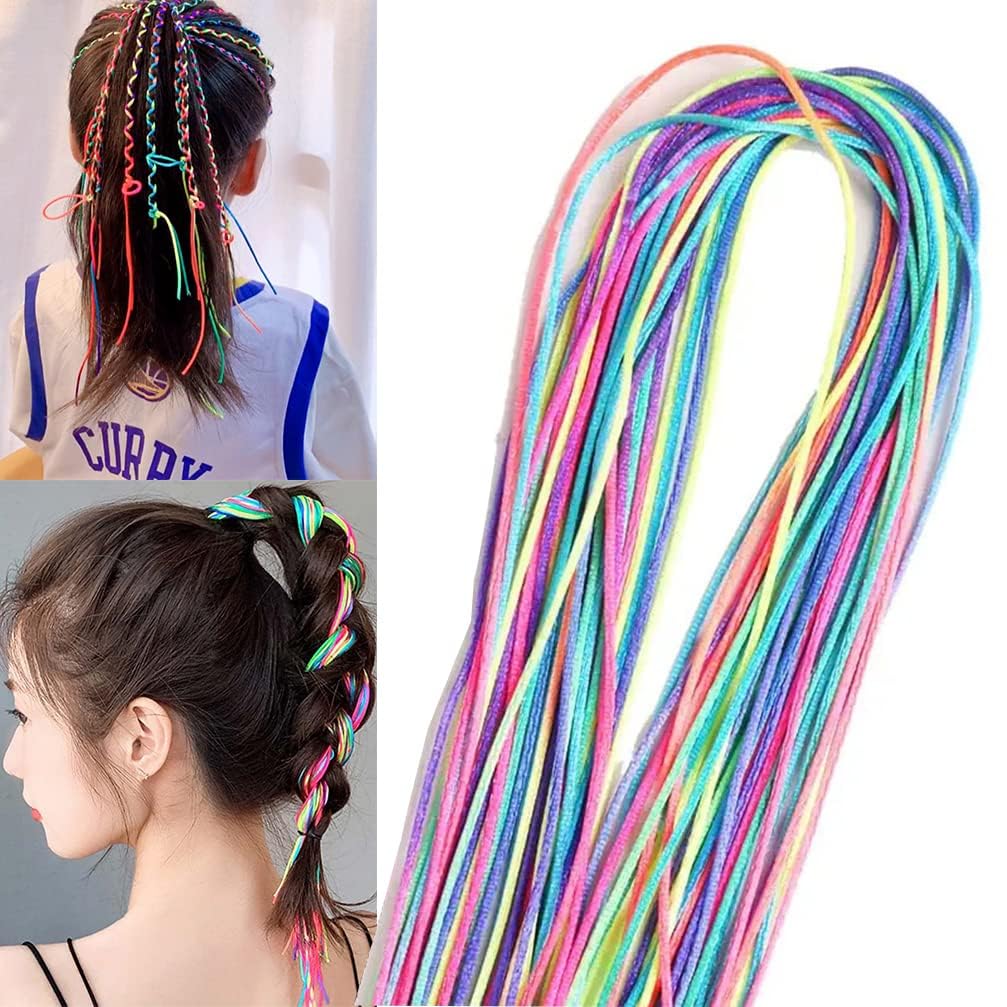 ZUGAD Rainbow Braiding Hair Ties - 22 Pack Colorful Hair Wrap Strings for Braids, Gradient Hair Rope Bands, Girls Hair Styling Accessories | Perfect for School, Parties & Everyday Hairstyles