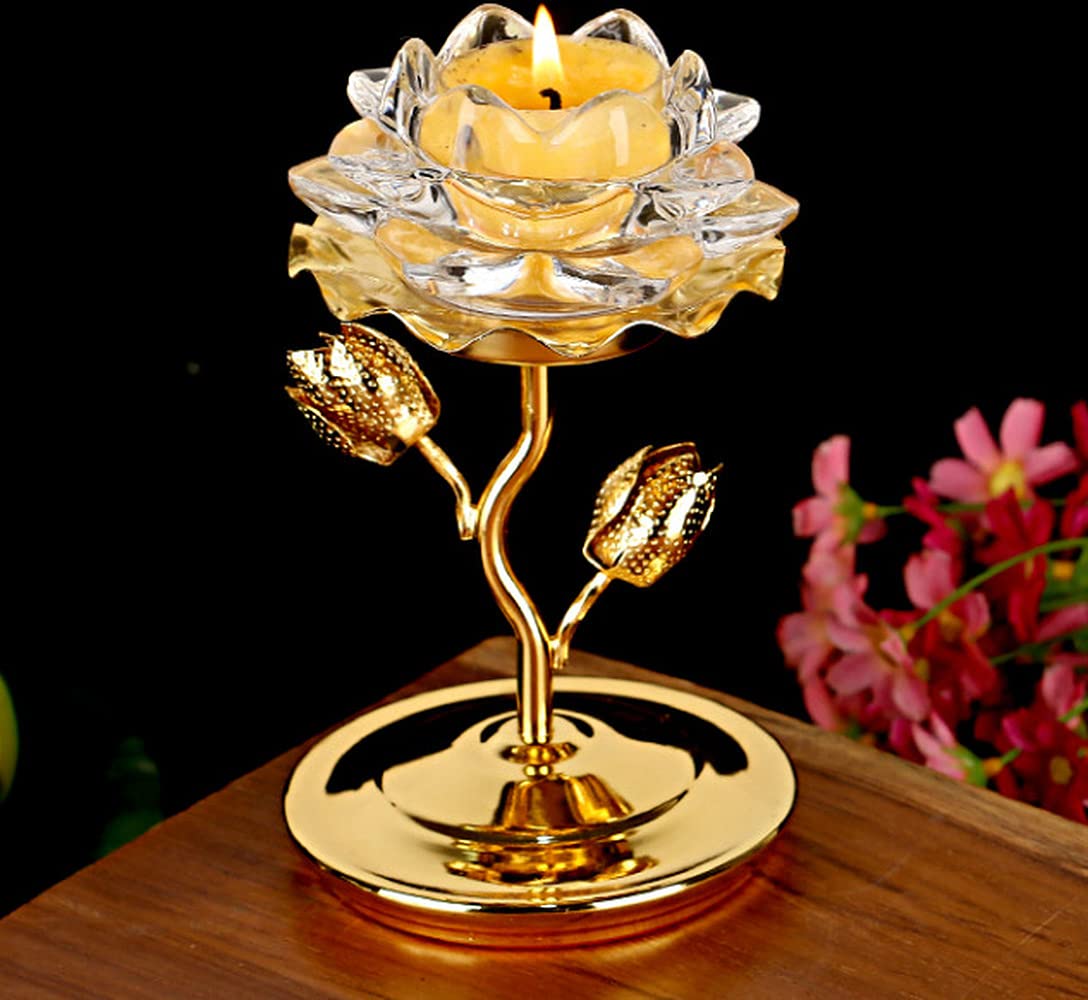1pc Chinese Lotus Ghee Lamp Holder - Feng Shui Home Decor, Brass Candle Holder for Meditation, Yoga & Spiritual Rituals - Perfect for Living Room, Altar or Bedroom Decor