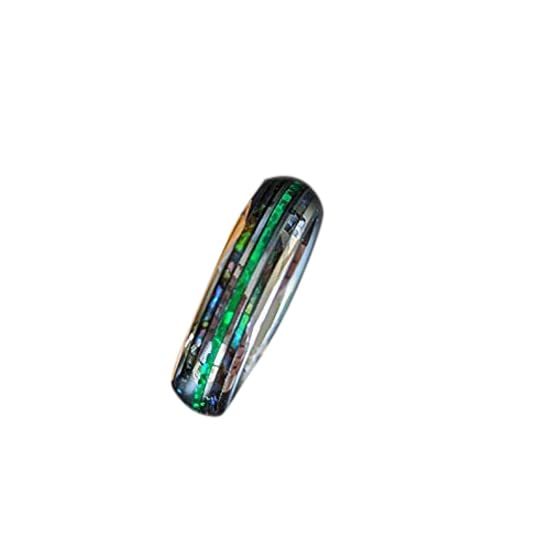 6mm Tungsten Abalone & Silver Opal Rings for Men & Women | Green Opal Wedding Bands, Unique Abalone Shell Engagement Rings | Perfect for Weddings, Anniversaries & Gifts
