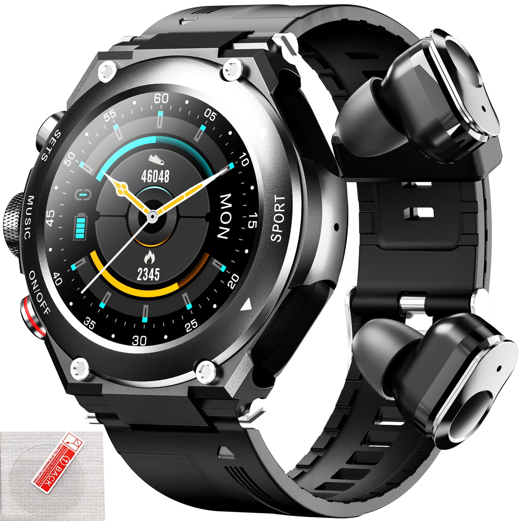 GUIQU Smart Watch with 6D Stereo Bluetooth Earbuds - 1.3