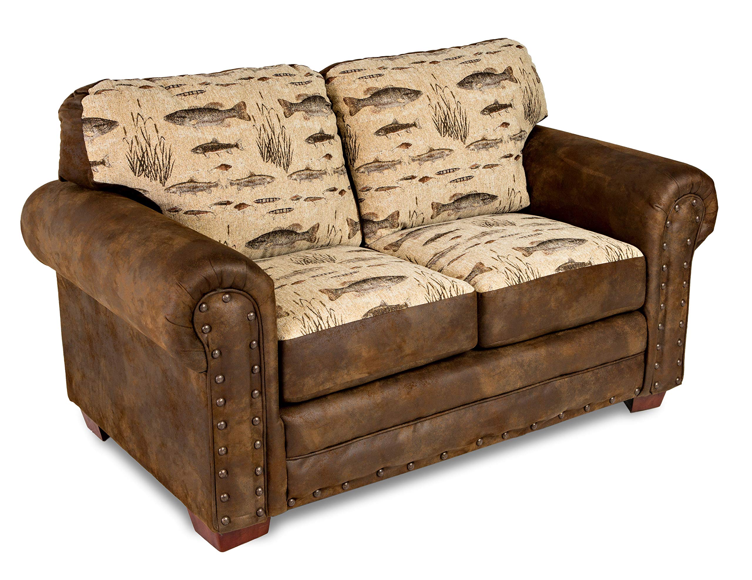 American Furniture Classics Angler's Cove Loveseat - Brown Leather Reclining Sofa for Living Room, Home Theater & Cozy Reading Nook
