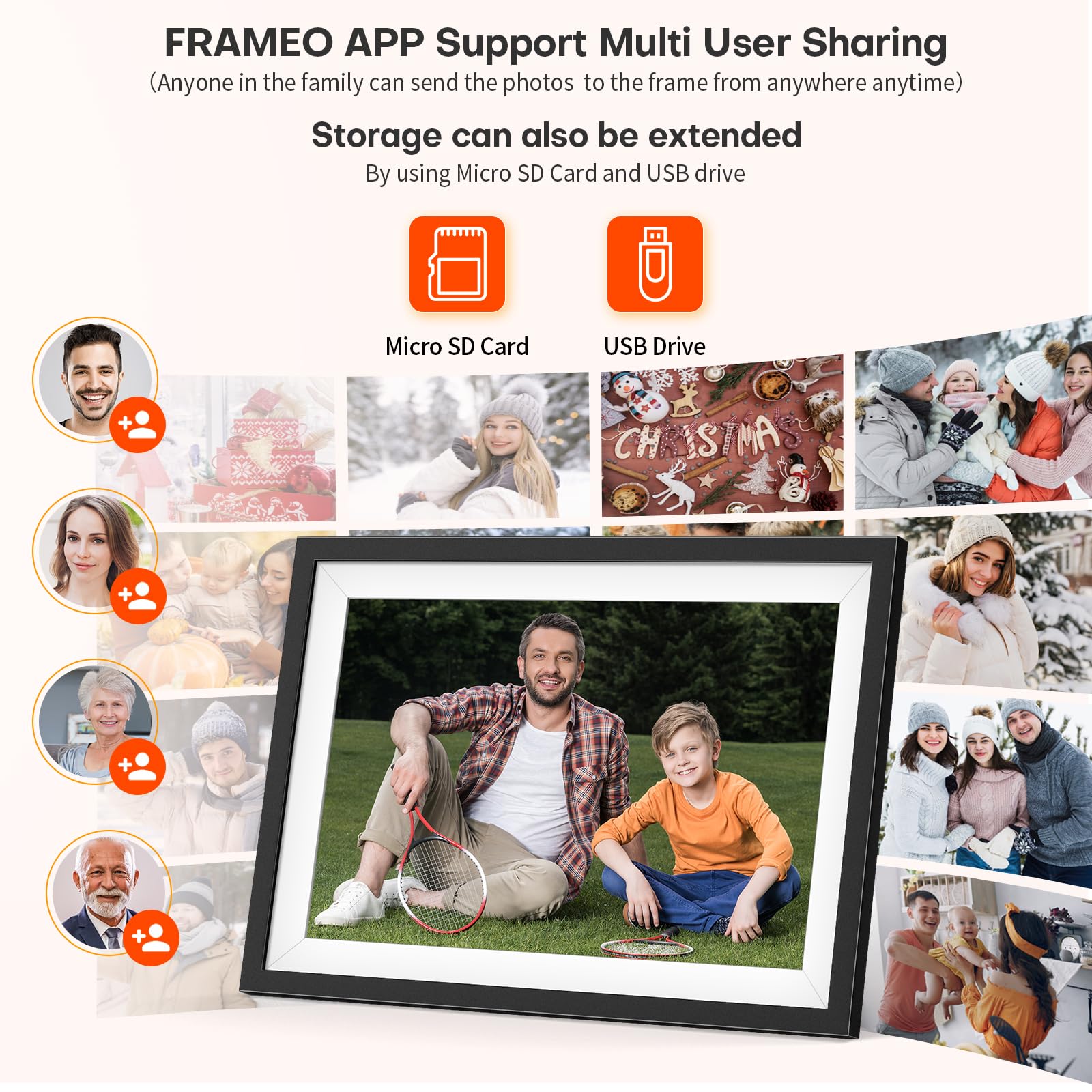 2 Pack Digital Picture Frame 10.1 Inch - Frameo HD IPS Touch Screen Photo Frame with 1280x800 Resolution, 64GB Storage, Auto-Rotate & Wall Mount - Instant Photo Sharing via Frameo App - Perfect Gift for Mom, Dad, Grandparents - Ideal for Home, Office & Family Memories