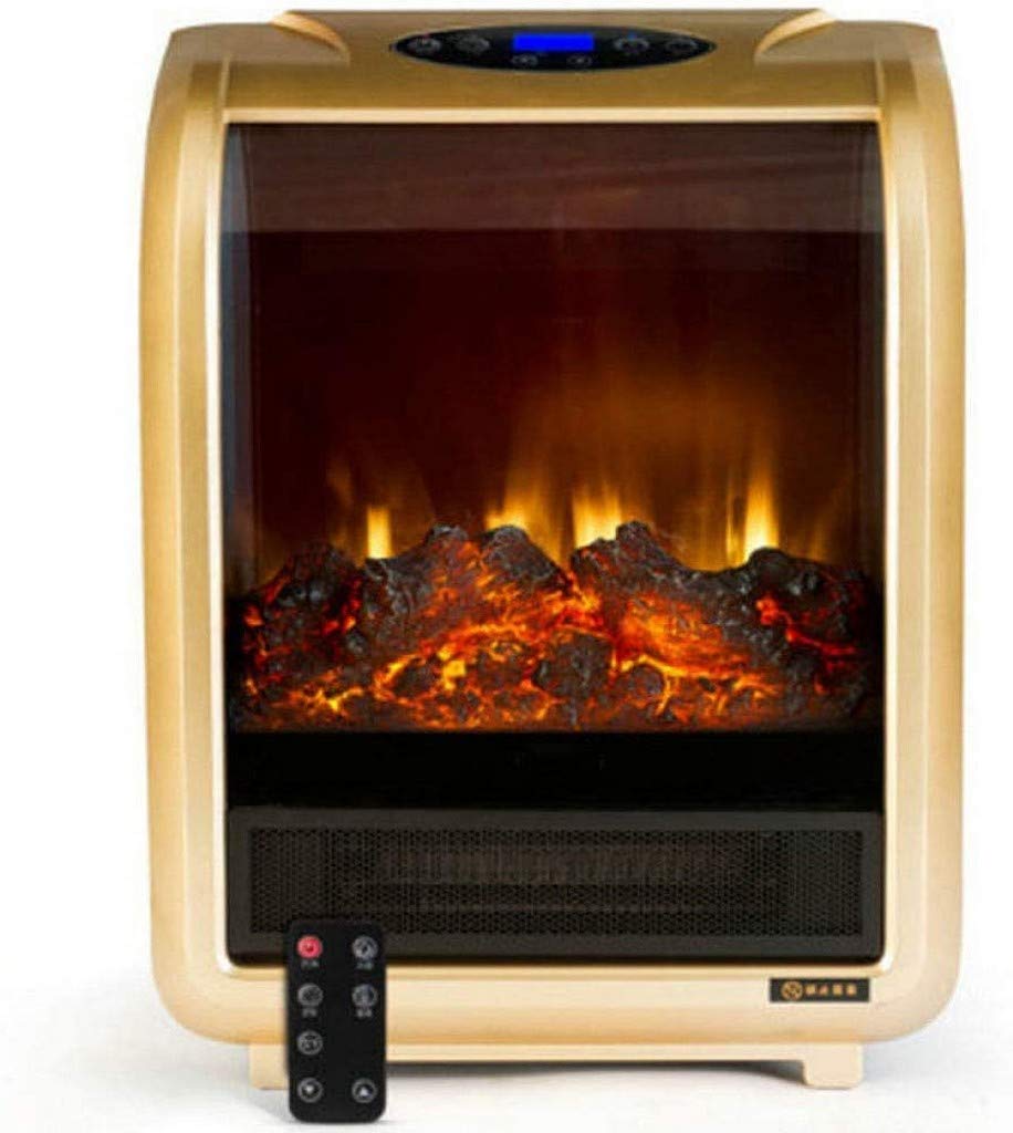 Freestanding Electric Fireplace Heater with Adjustable Thermostat & Realistic Flame Effect - Portable Modern Stove for Living Room, Bedroom, Office - Gold/Silver Options for Cozy Home Decor
