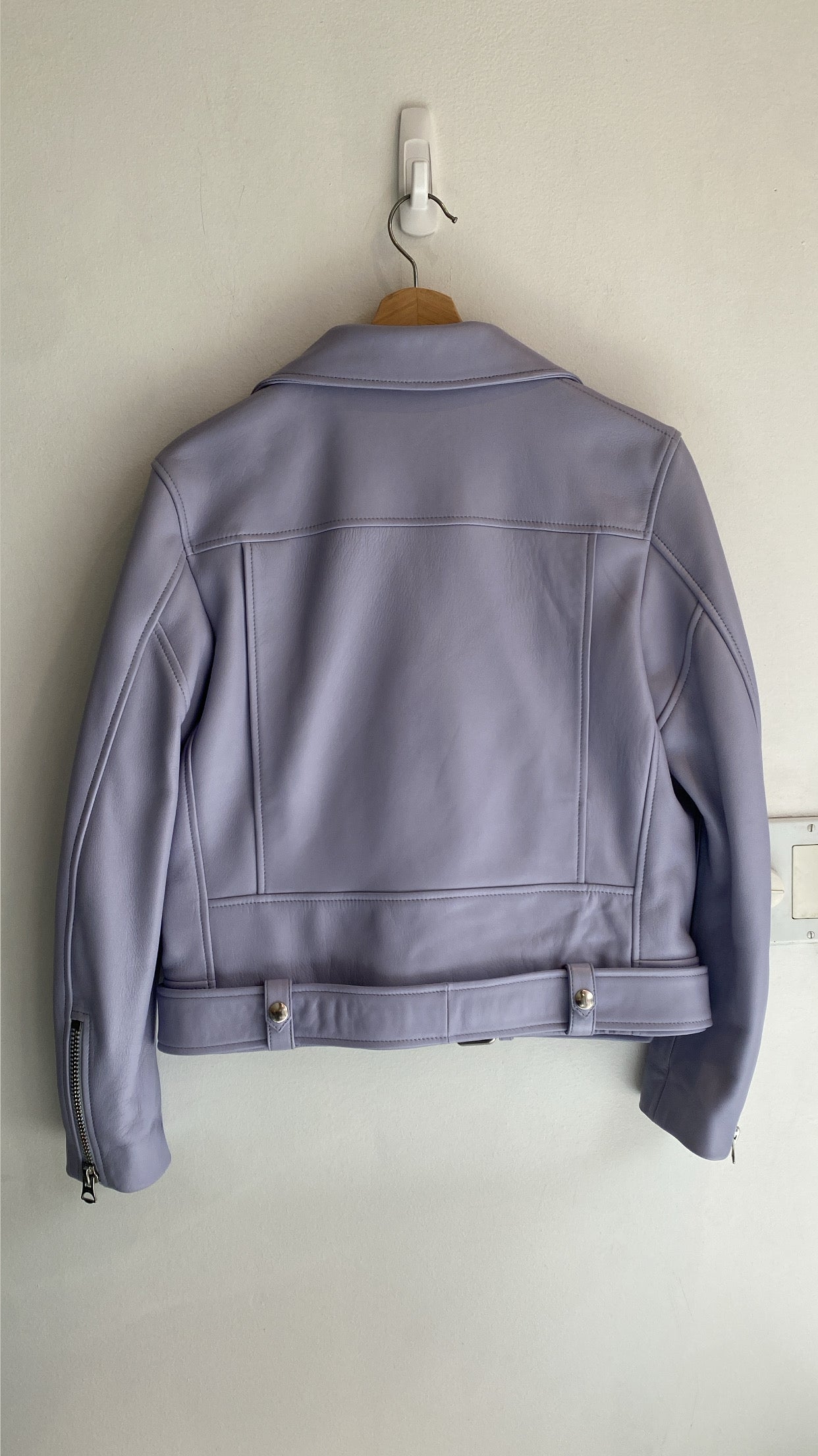 Acne Studios Blue Moto Jacket - Genuine Leather Biker Jacket for Women, Size 40 - Perfect for Casual Outfits, Night Out & Motorcycle Riding