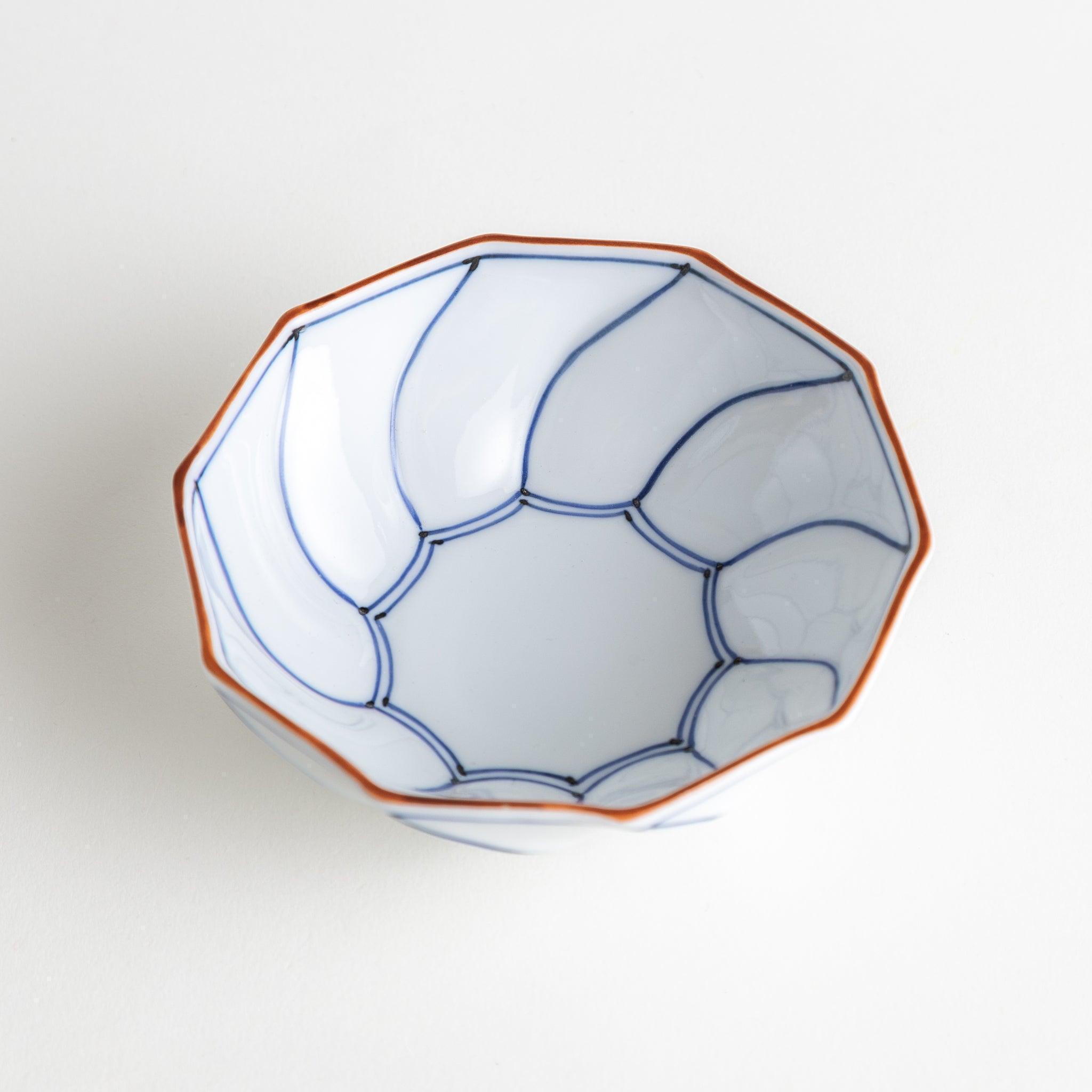 Premium Lined Decagon Dessert Bowl Set - 10-Sided Porcelain Serving Dish for Ice Cream, Pudding & Fruit - Perfect for Parties, Dessert Bars & Elegant Dining
