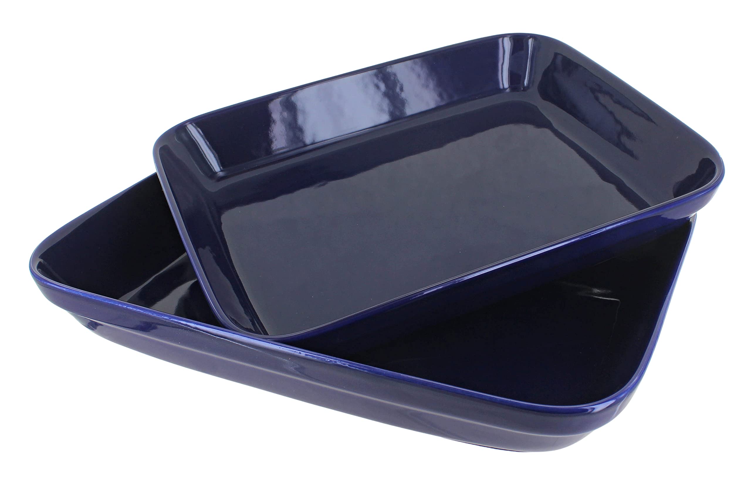 Blue Rose Polish Pottery Cobalt Rectangular Baker Set - Handmade Ceramic Baking Dish for Casseroles, Lasagna & Desserts - Perfect for Holiday Dinners & Family Gatherings