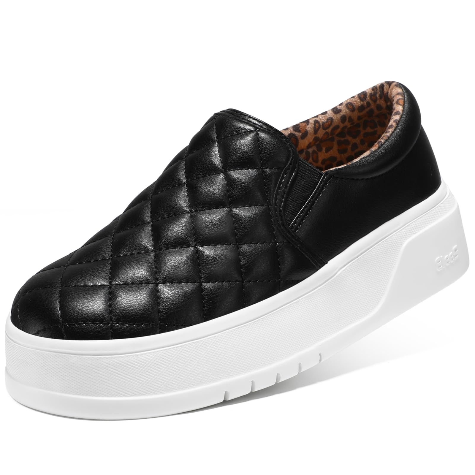 STQ Women's Platform Sneakers Slip On Business Casual Shoes - Quilted Fall Loafers Comfortable Lightweight for Work, Office & Everyday Wear