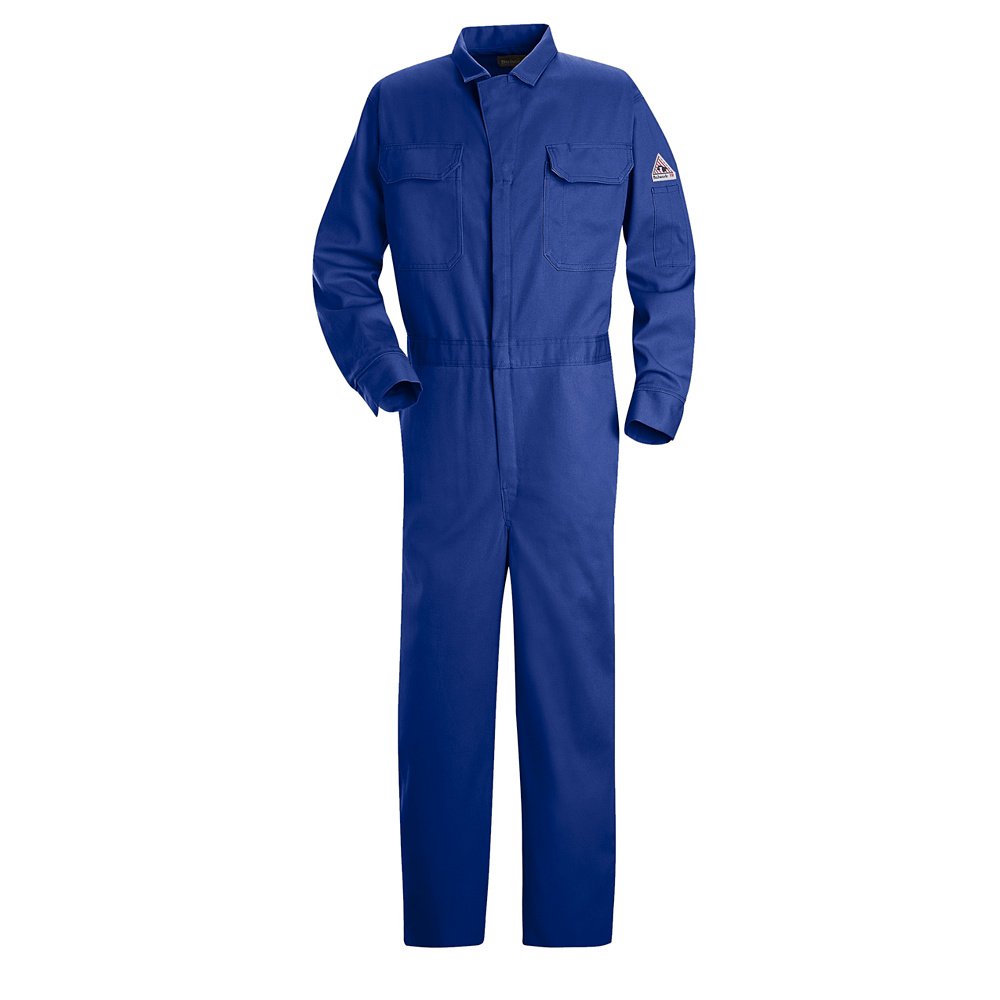 Flame Resistant Coverall - 100% Cotton Work Jumpsuit for Welding, Construction & Industrial Safety - Blue Protective Clothing