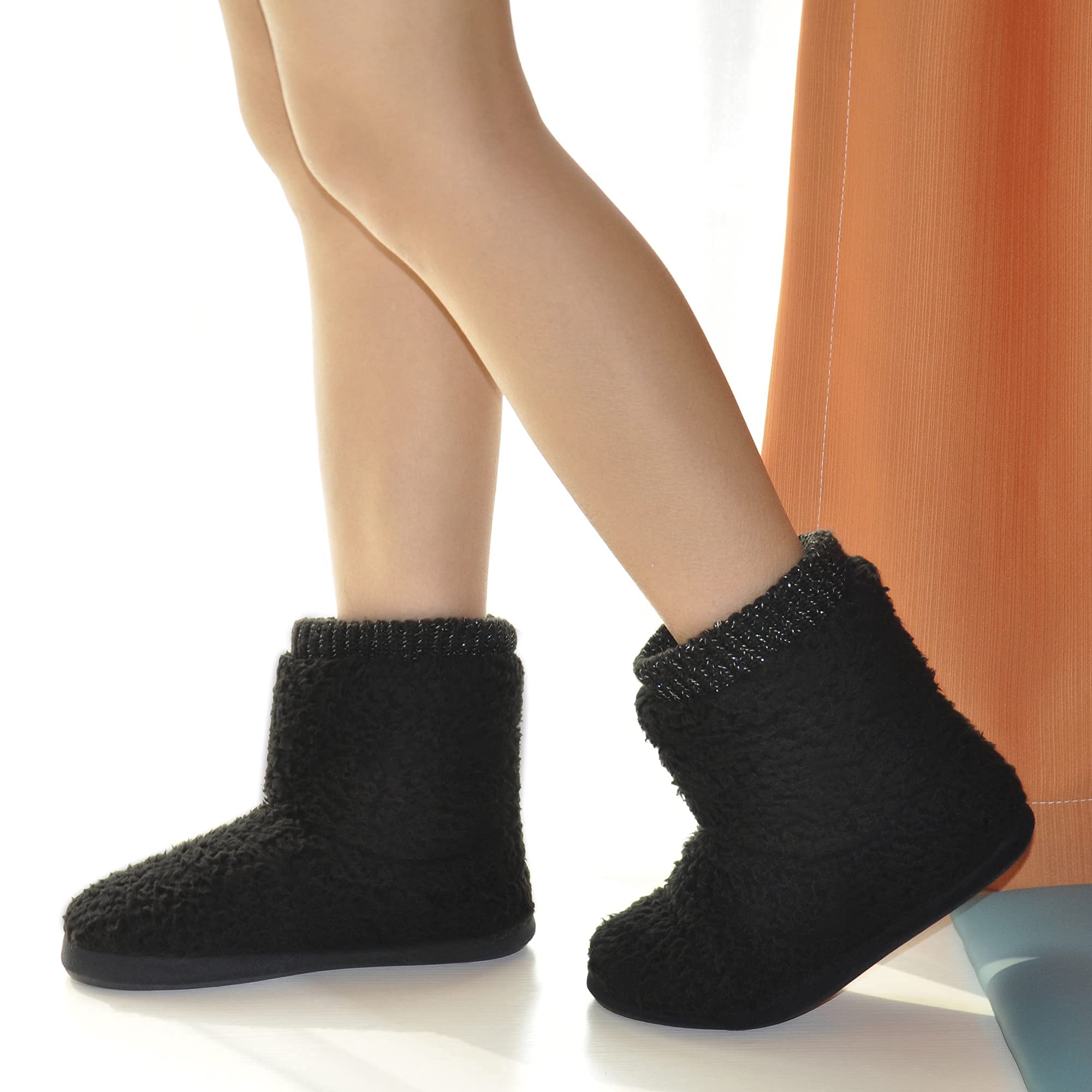 Women's Cozy Faux Fleece Fuzzy Ankle Bootie Slippers - Plush Lined House Shoes with Anti-Slip Sole for Indoor/Outdoor Wear - Perfect for Winter, Home, Office & Quick Errands