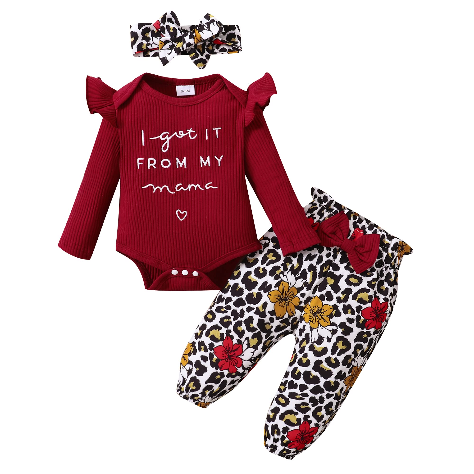 Newborn Baby Girl Clothes - Long Sleeve Floral Romper & Pant Set for Fall Winter | Soft Infant Outfits for Photo Shoots, Family Gatherings & Daily Wear