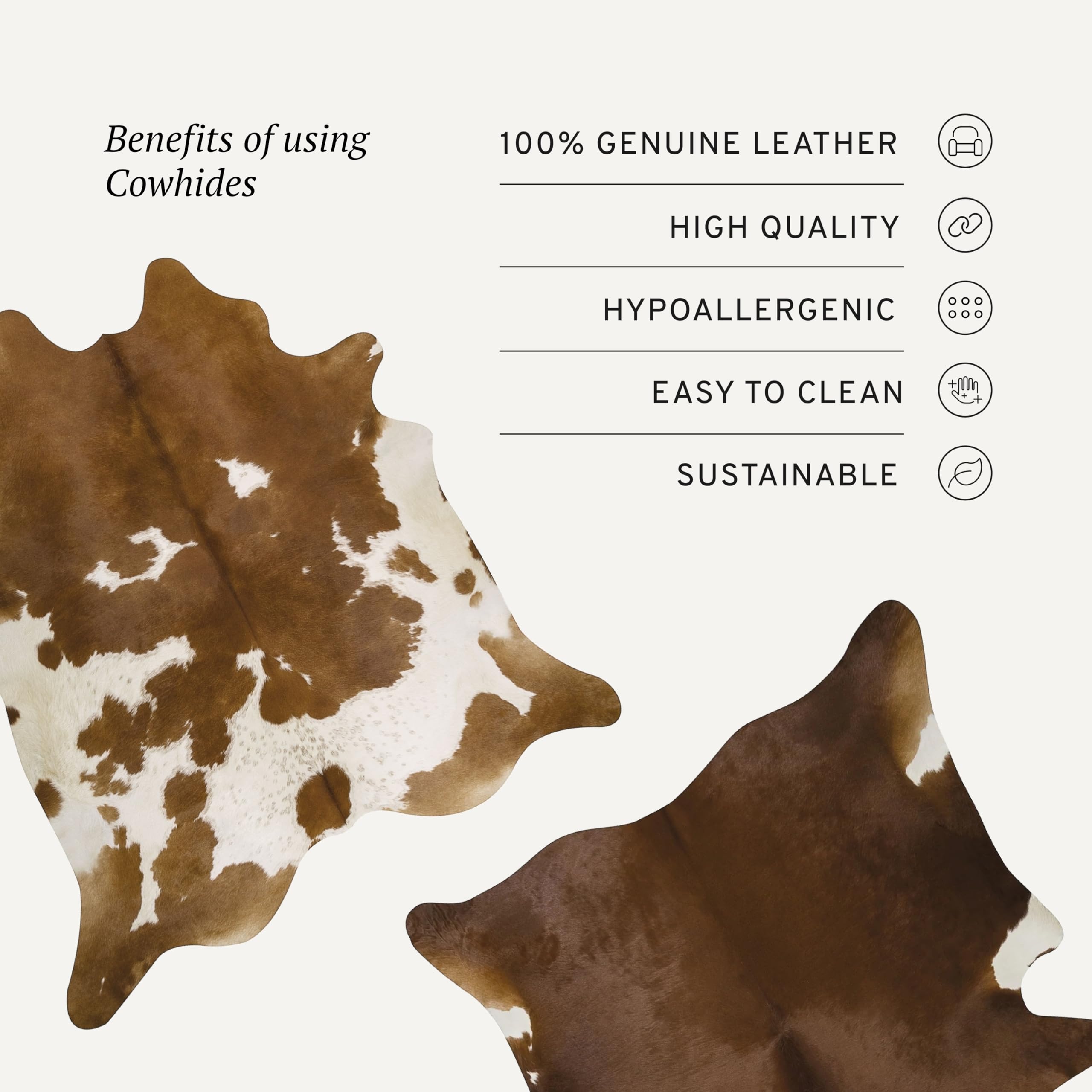 Premium Hereford Cowhide Rug - Natural Cow Hide Leather Area Rug for Living Room, Bedroom & Office Decor | XL Size, Durable & Stylish Home Accent