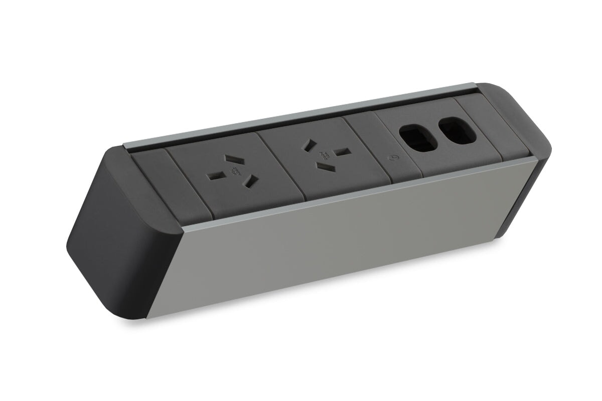 CMS Zeus II Rail Above Desk Power Strip with USB Ports - Black | Surge Protector for Home Office, Gaming Setup & Workspace Organization