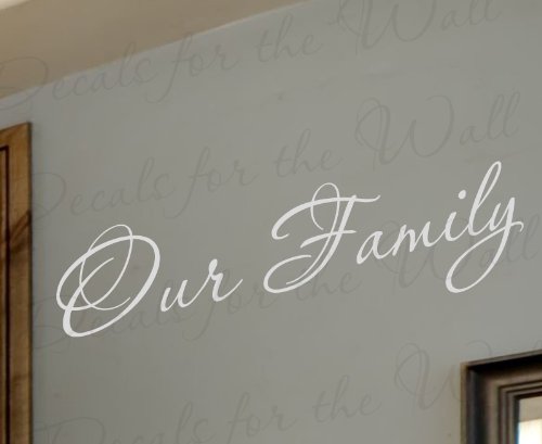 Our Family Love Home Adhesive Vinyl Wall Decal - Inspirational Quote Sticker Art for Living Room, Bedroom, Nursery & Office Decor