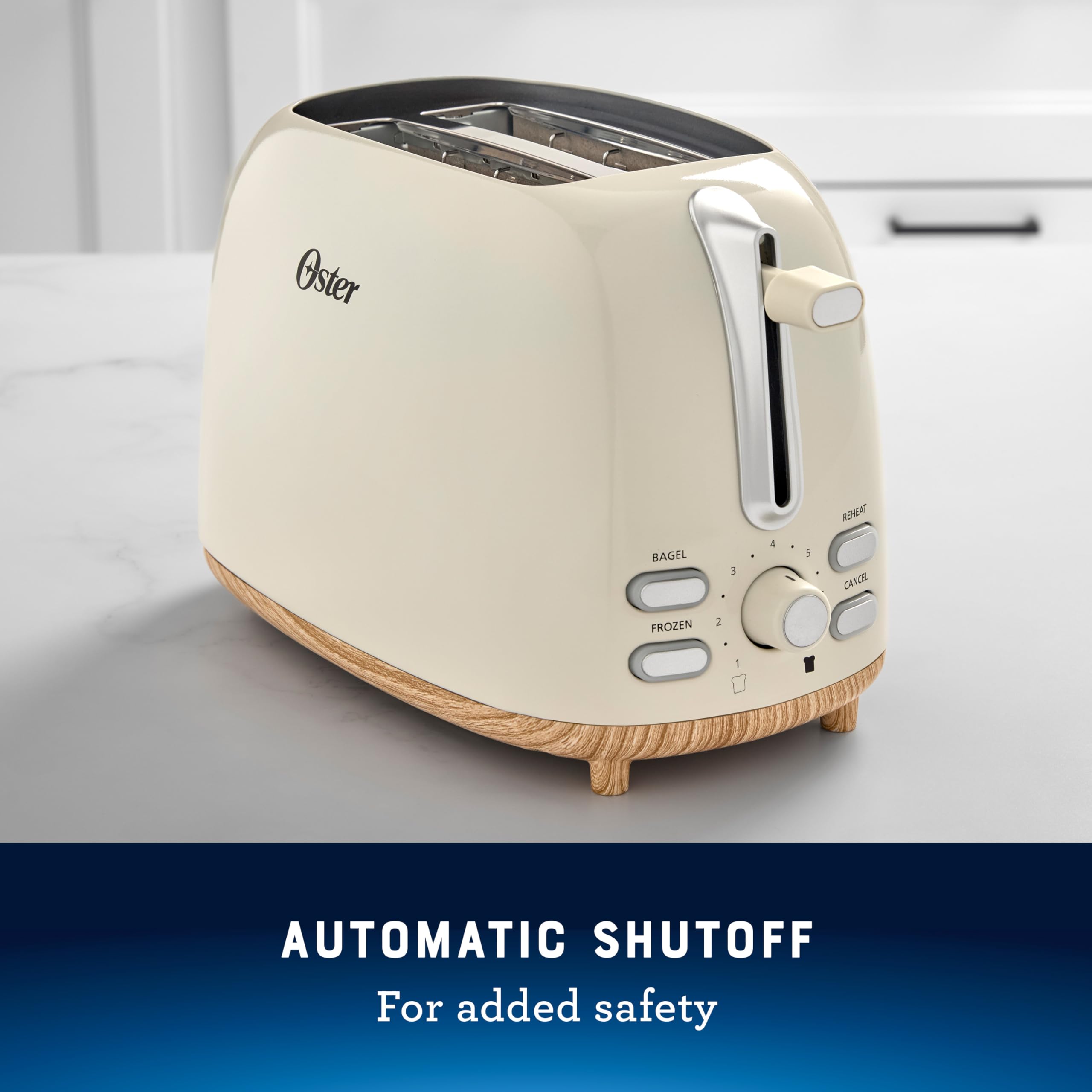 Oster® 2-Slice Toaster with Extra Wide Slots for Bagels & Thick Bread - Perfect for Breakfast, Oat Milk & Coffee Time - Stainless Steel Kitchen Appliance
