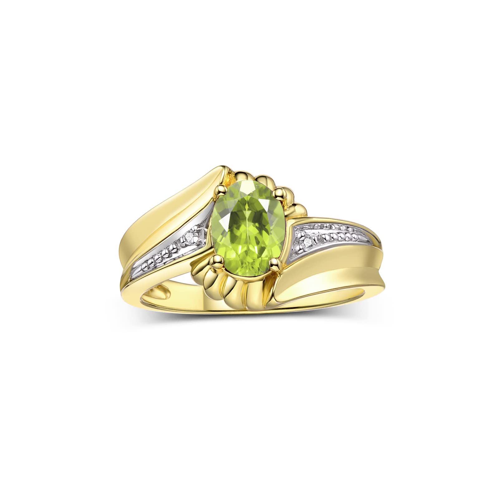 Rylos Swirl Z Peridot & Diamond Ring - August Birthstone Jewelry for Women, Elegant Green Gemstone Engagement Gift for Her | Perfect for Birthdays, Anniversaries & Special Occasions