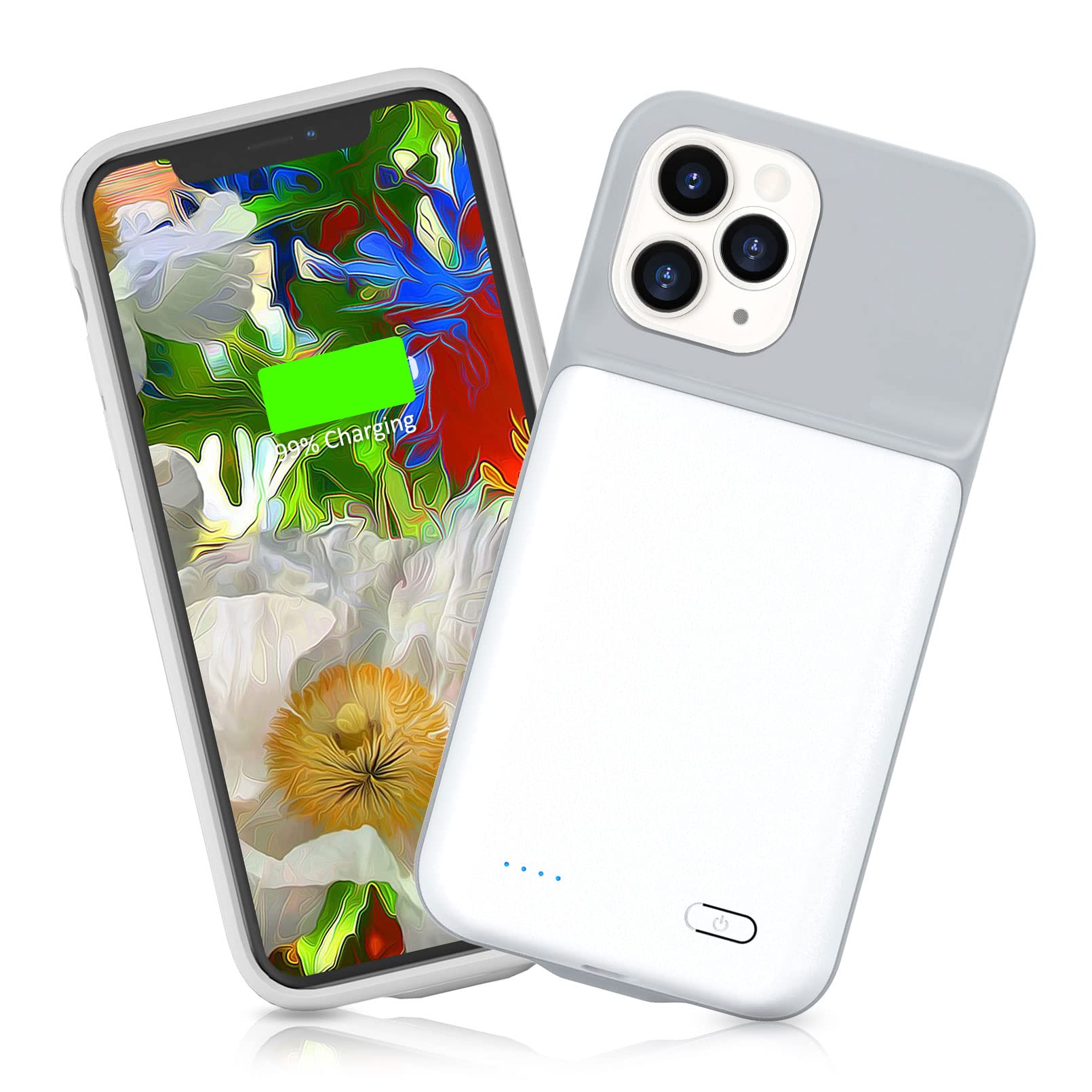Gladgogo 7000mAh Ultra Slim Rechargeable Battery Case for iPhone 12 Pro Max (6.7 inch) - Lightweight Extended Battery Pack & Protective Charger Cover - Perfect for Travel, Work & Outdoor Activities - White