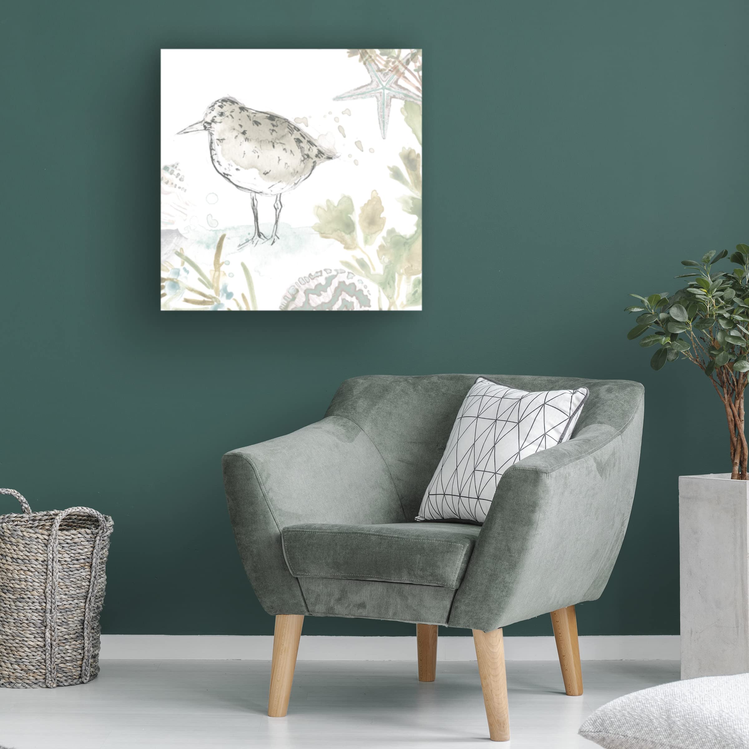 Seaside Sandpipers IV Coastal Beach Painting - June Erica Vess Canvas Wall Art for Living Room, Bedroom & Office Decor | Handmade Ocean Landscape Artwork