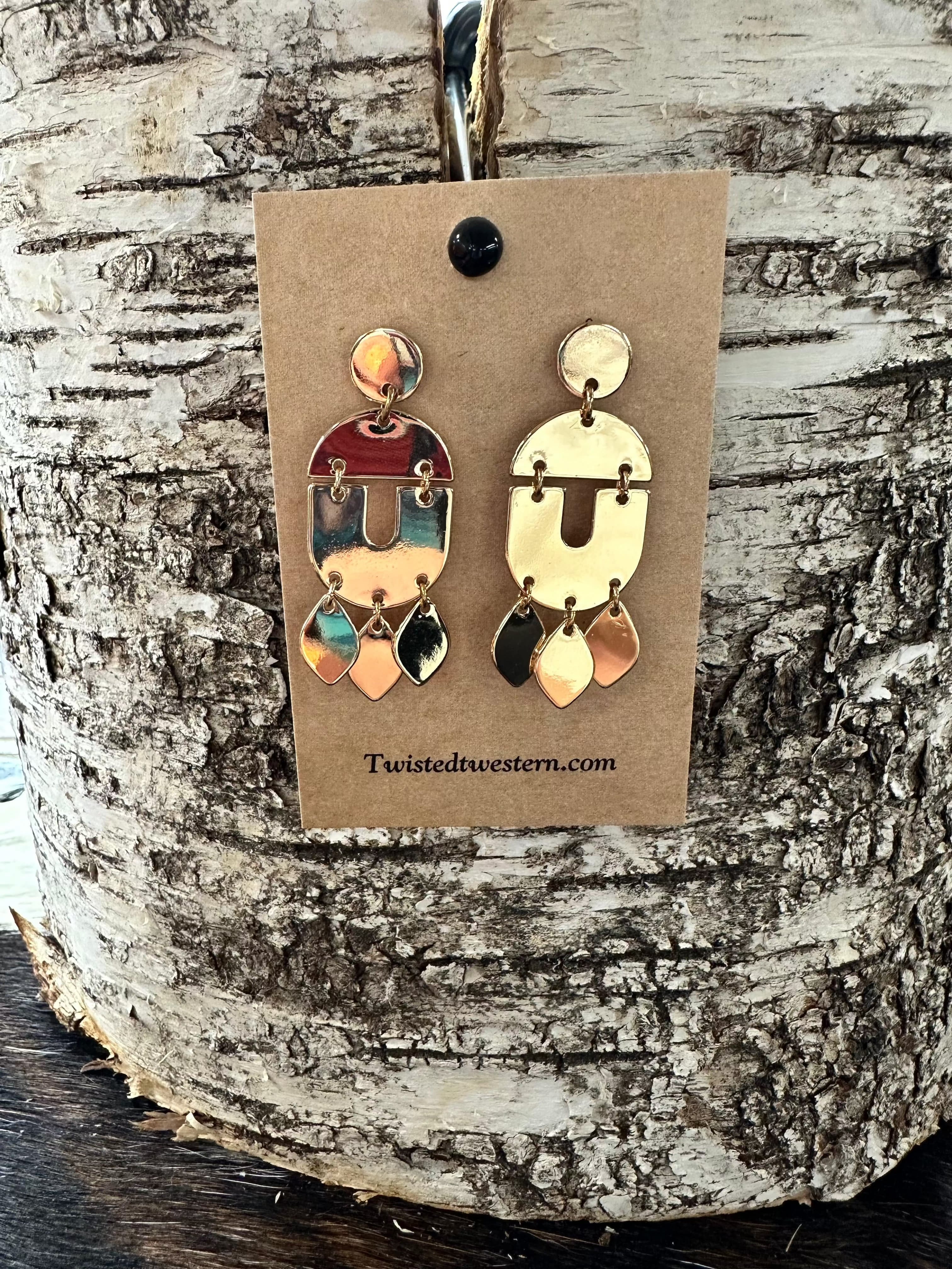 Elegant Shiny Gold Geometric Earrings for Women - Trendy Statement Jewelry for Parties, Weddings & Everyday Wear