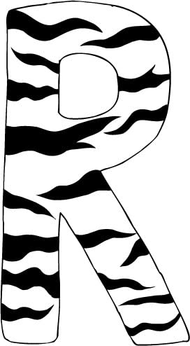 A-Z 10 Inch Zebra Print Alphabet Letter Decals - Animal Print Wall Stickers for Kids Room, Nursery, Classroom & DIY Crafts Decor