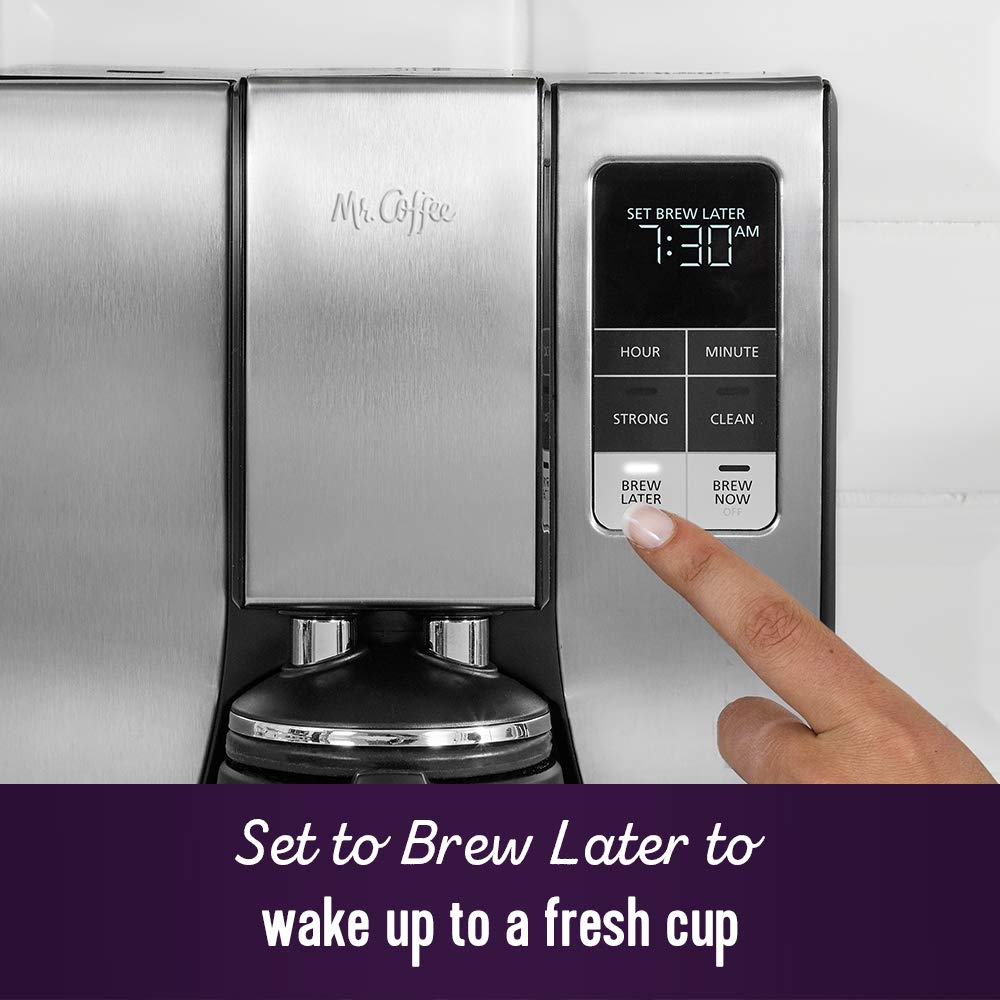 Mr. Coffee 10-Cup Programmable Coffee Maker - Stainless Steel, Auto Brew Timer, Perfect for Home & Office Use