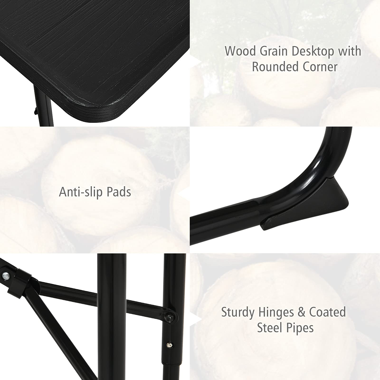 Gymax 550 LBS Capacity Folding Picnic Table with Benches - Weather-Resistant Portable Outdoor Picnic Table for Patio, Deck, BBQ, Camping & Backyard Gatherings - Easy Setup Wood-Like Design (Black)