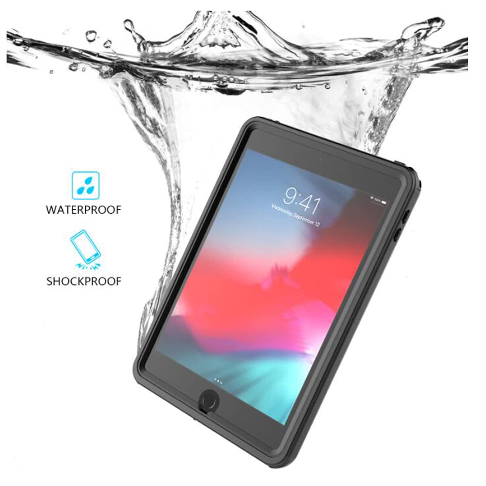 Waterproof Shockproof Case for iPad Mini 5/4 (7.9 Inch 2019/2015 5th/4th Gen) - IP68 Certified Rugged Heavy Duty TPU+PC Cover with Built-in Screen Protector & Kickstand - Perfect for Outdoor, Underwater & Extreme Environments