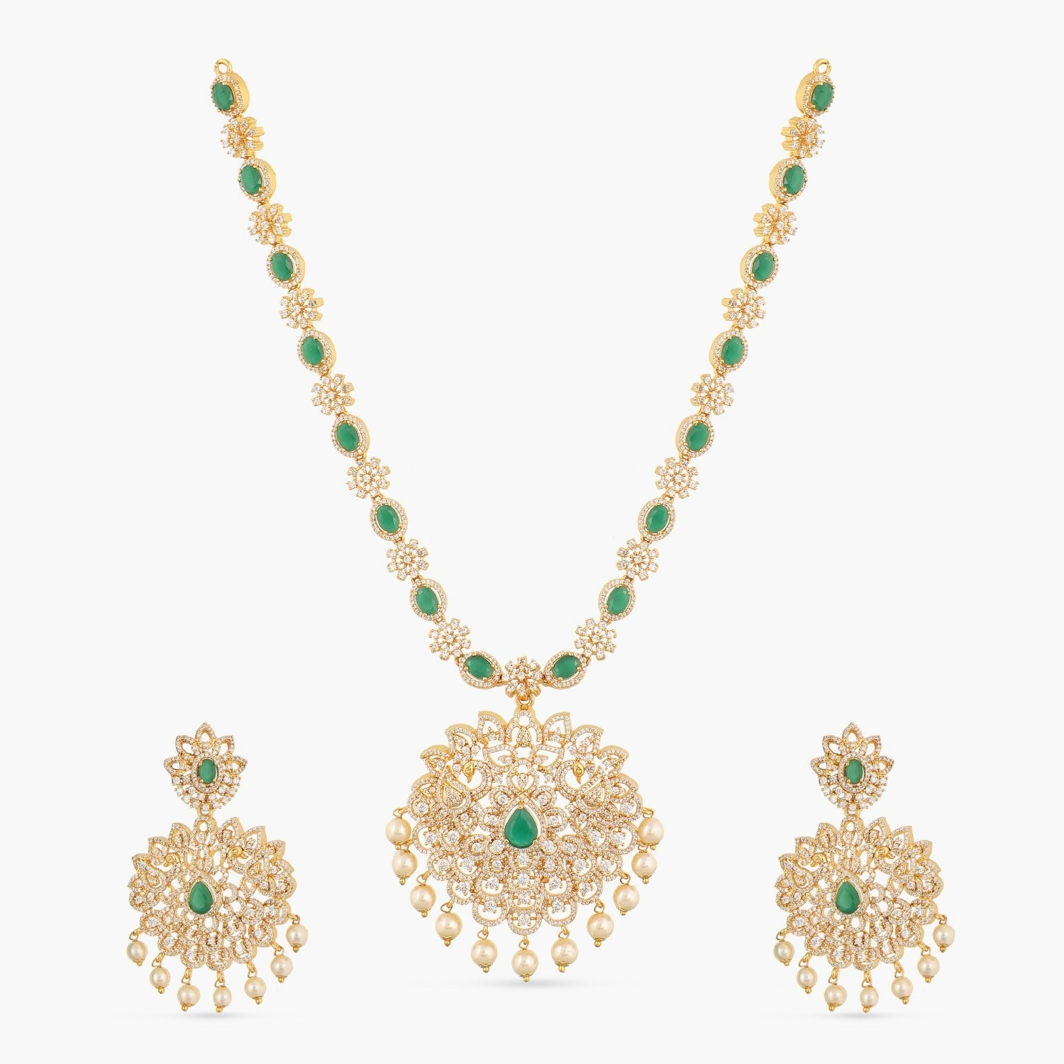 Maple Nakshatra Cubic Zirconia Necklace Set for Women - Elegant CZ Jewelry for Weddings, Parties & Special Occasions