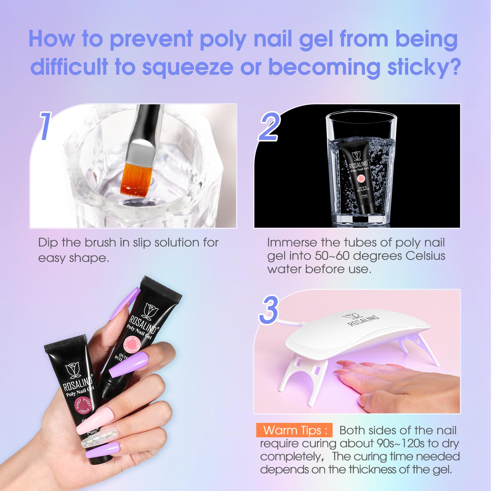 ROSALIND 28 Colors Poly Nail Gel Kit with Mini UV Lamp - Professional Clear & Neon Gel Polish Starter Set for DIY Nail Art | Perfect for Beginners, Halloween, Spring & Summer Manicures | Home Salon & Party Nail Care Essentials