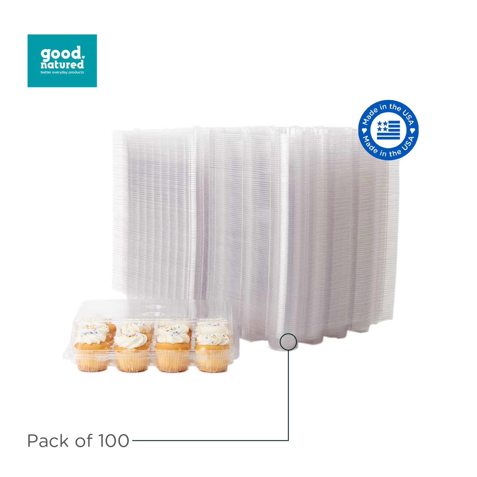 Eco-Friendly 12-Pack Classic Cupcake & Muffin Containers - 100% Plant-Based, BPA-Free Clear Baking Boxes with Lids (3