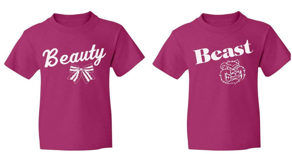 Fascino Matching Couple T-Shirts - Beauty and The Beast Inspired Couples Outfits for Date Night & Anniversary Gifts