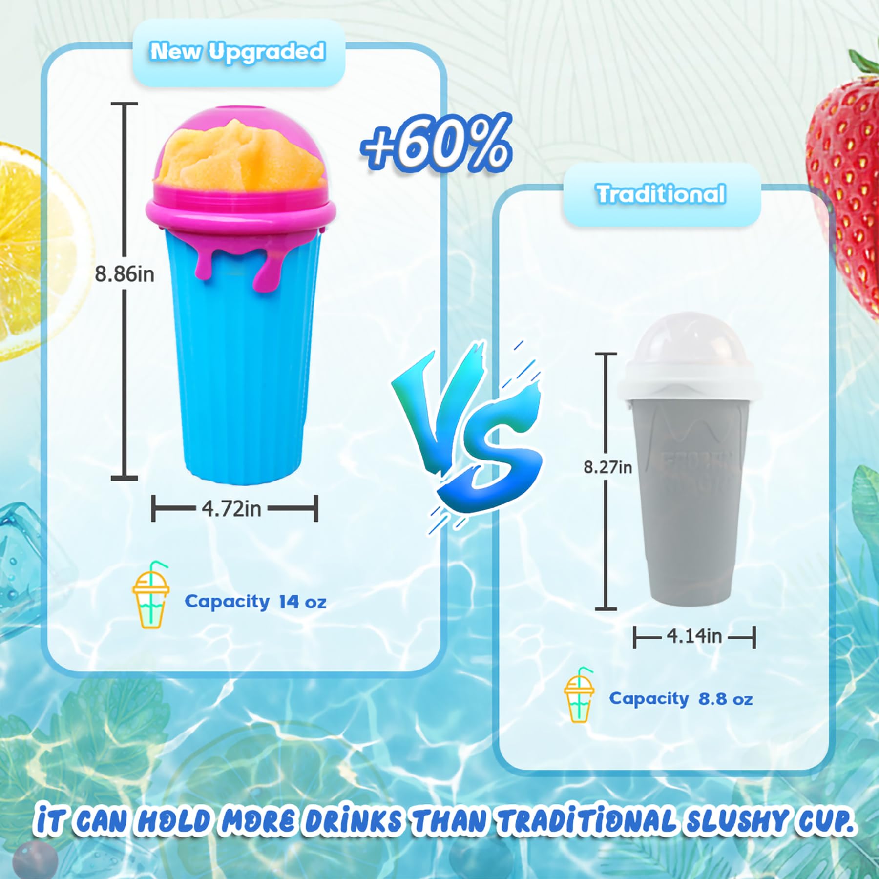 16.9oz Slushie Maker Cup - Large Capacity Magic Quick Frozen Smoothie Cup, Double Layer Squeeze Cup for Homemade Slushies, Milk Shakes & Ice Cream - Perfect for Kids, Family & Summer Parties (Ideal for Poolside, BBQs & Outdoor Gatherings)