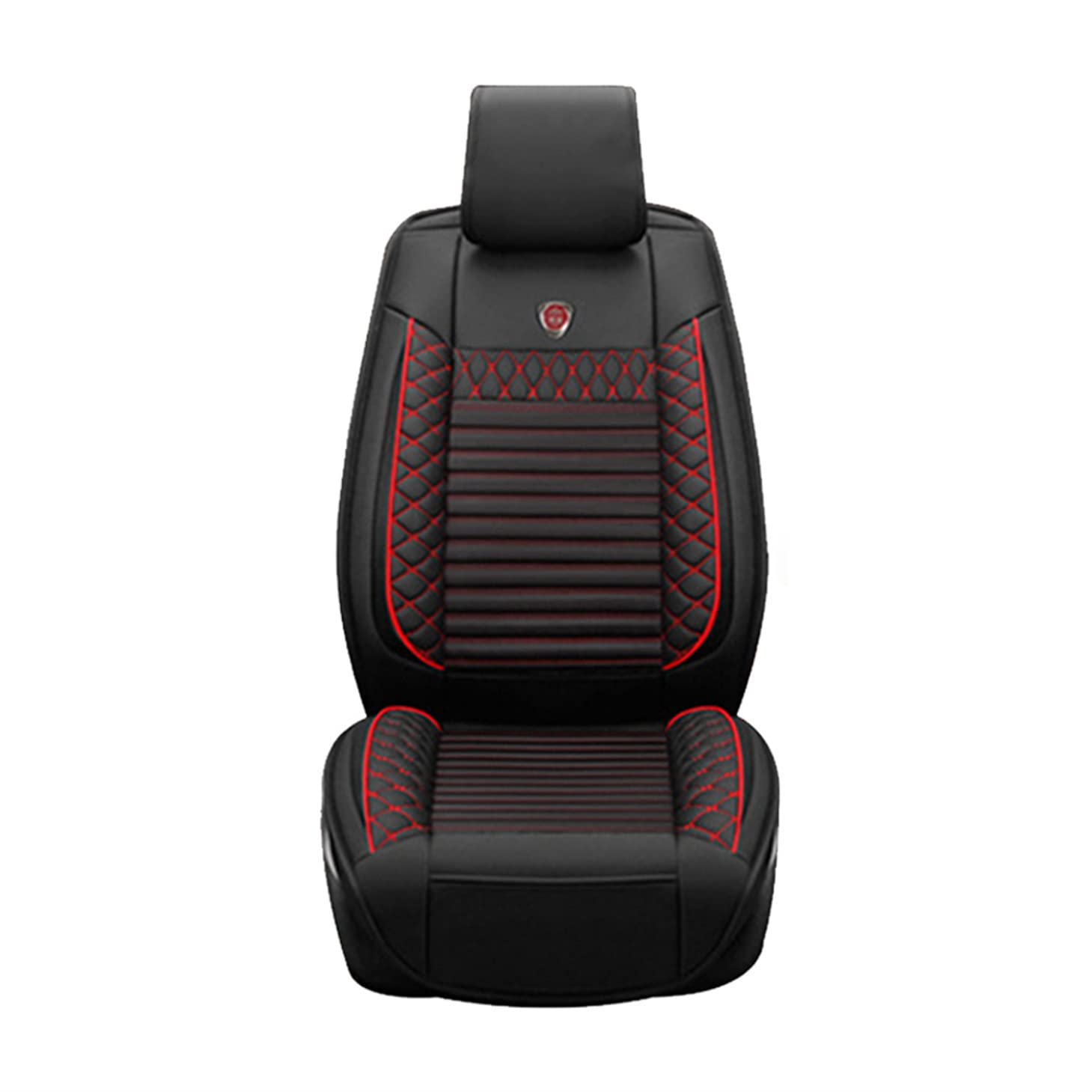 Premium PU Leather Waterproof Car Seat Covers Full Set (5 Seats) - Perfect Fit for Mini ONE/JCW/R52/Cooper/Cooper S/R56 Models - Black & Red - Durable Auto Interior Protection for Daily Commute & Road Trips