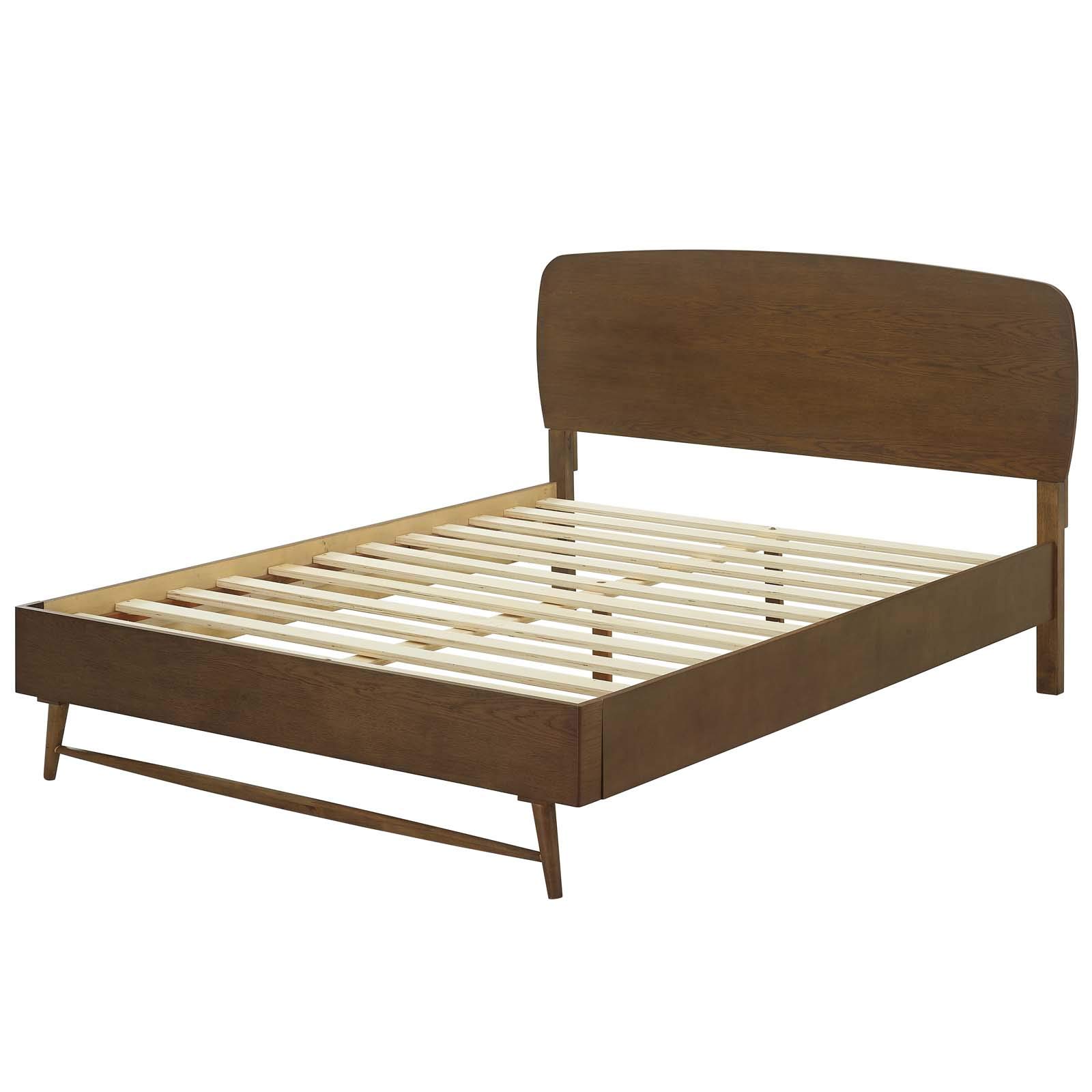 Modern Contemporary Urban Design Wooden Platform Bed Frame in Brown - Perfect for Minimalist and Scandinavian Style Bedrooms