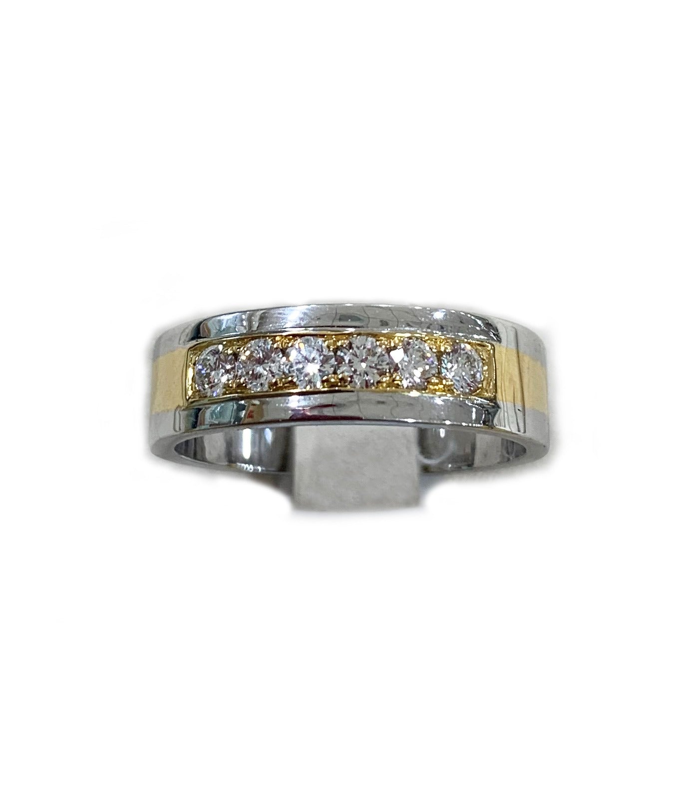 18K Two-Tone Men's Diamond Wedding Band Ring - Elegant & Durable for Engagement, Anniversary, or Everyday Wear