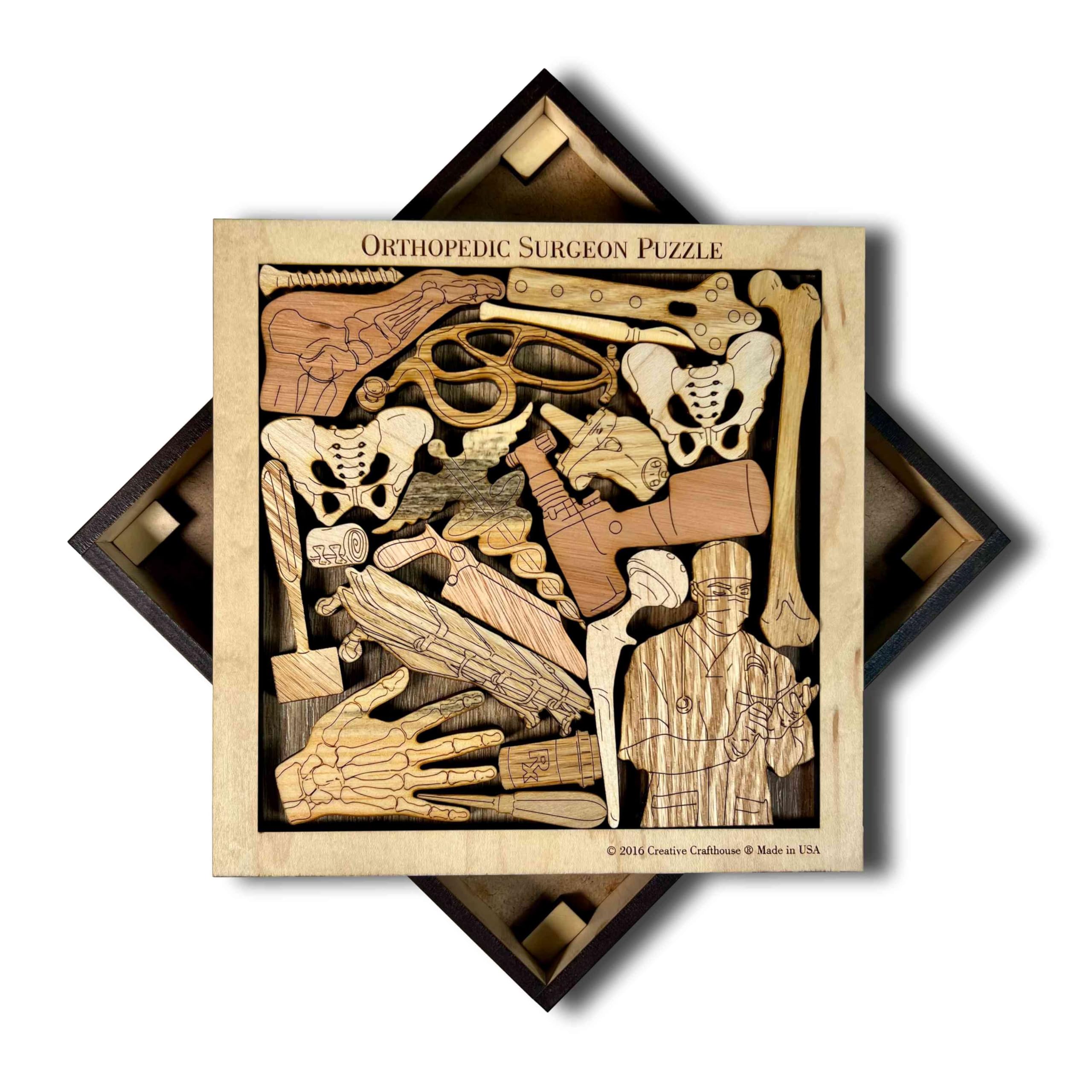 Orthopedic Surgeon Wooden Puzzle – Unique Handmade Brain Teaser Gift for Doctors & Medical Students – Perfect for Office Decor, Stress Relief & Medical Education