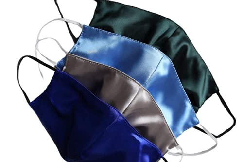 AGASTI Silk-Satin 3-Ply Soft Elastic Face Mask for Women, Men & Kids - Pack of 4 | Breathable Comfort for Daily Wear, Travel & Outdoor Activities