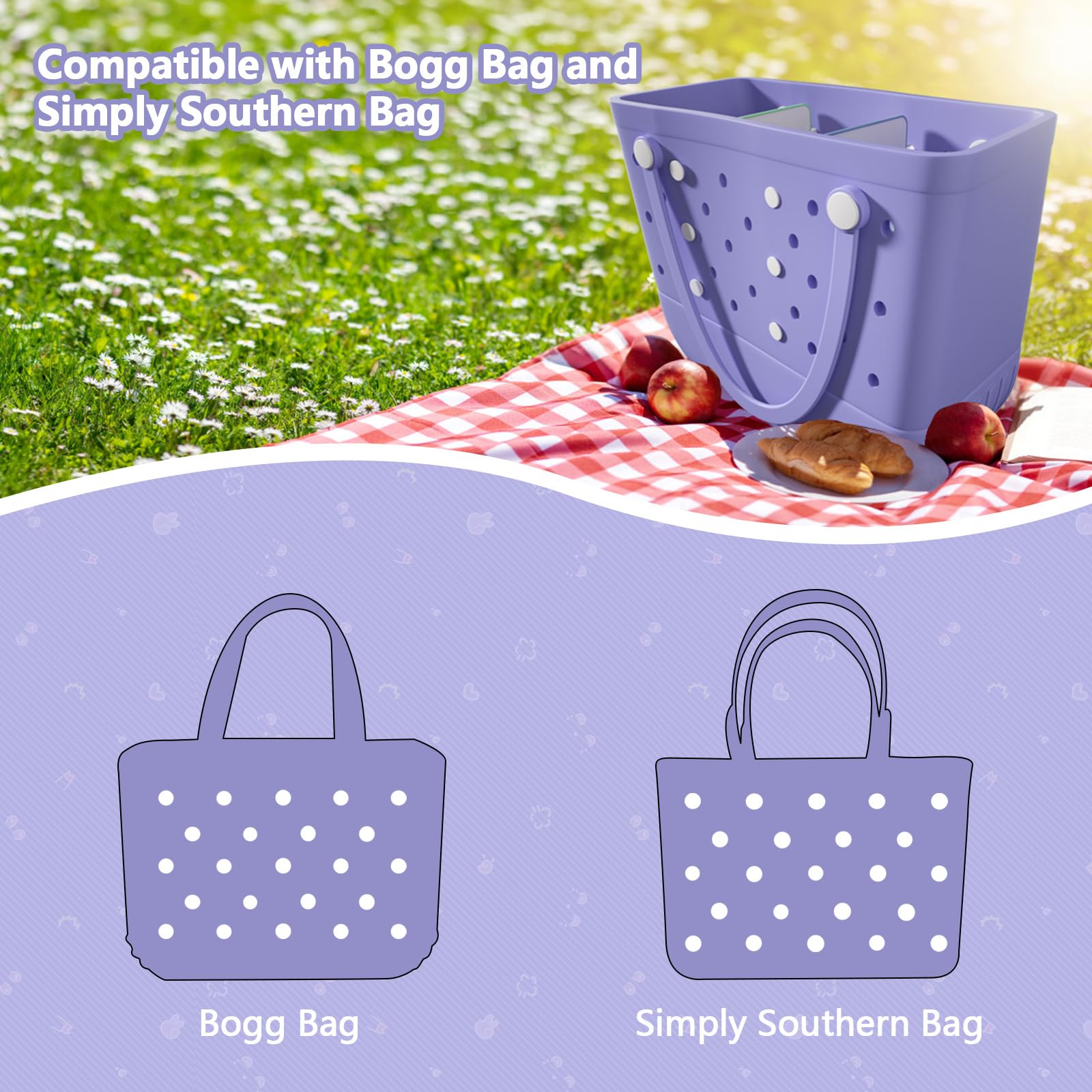 Avakot 2-Pack White Bogg Bag Divider Trays – Organizer Accessories for Bogg Bags X Large & Beach Bags – Perfect for Travel, Pool, Beach & Shopping Storage
