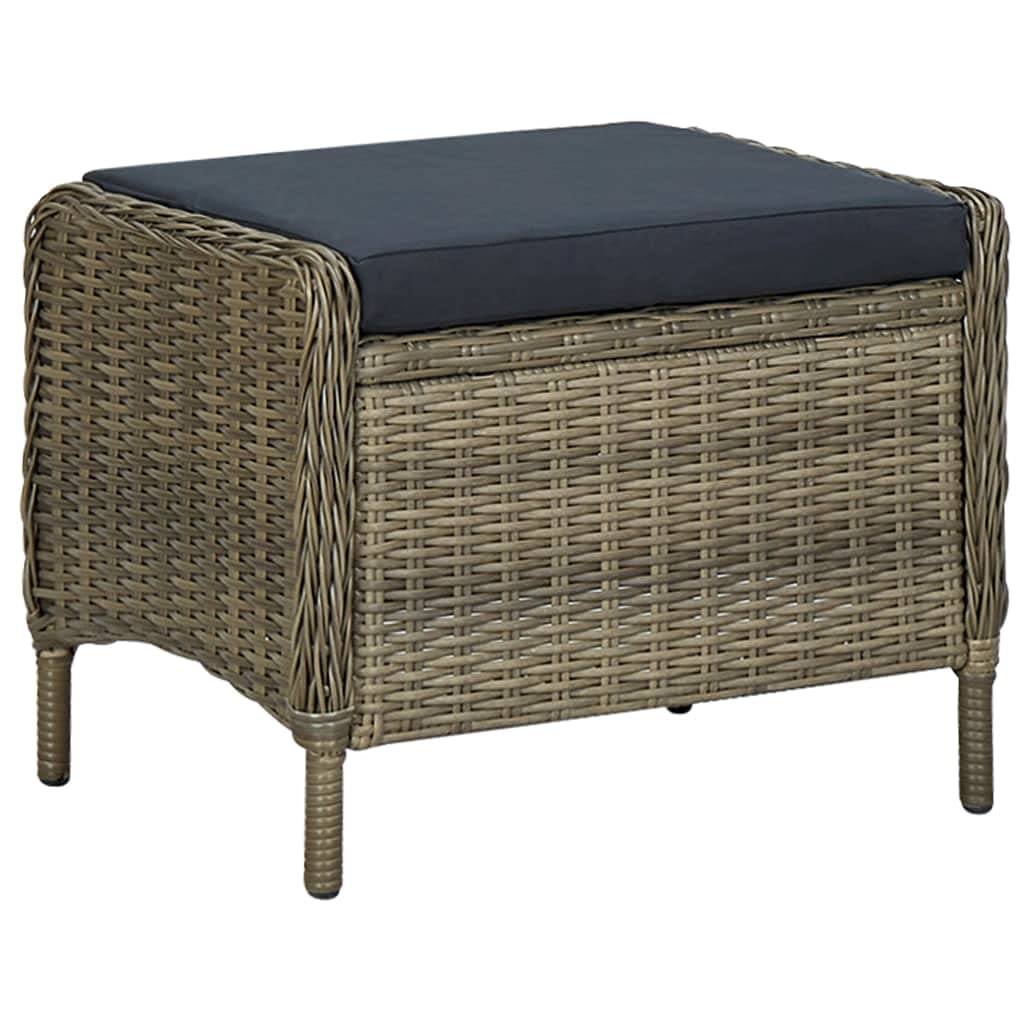 Brown Poly Rattan Reclining Garden Chair with Cushions & Footstool - Outdoor Patio, Balcony, Terrace Lounge Seating Furniture for Relaxing in Backyard, Poolside or Garden