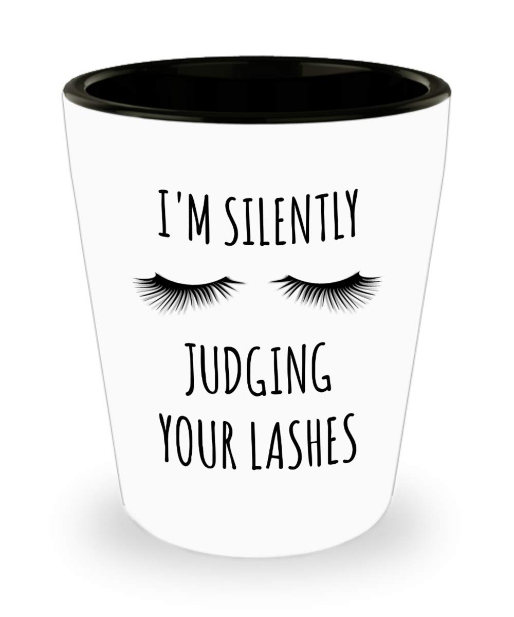 Professional Lash Technician Gift Set - Hollywood & Twine Eyelash Artist Kit with 'I'm Silently Judging Your Lashes' Ceramic Shot Glass - Perfect for Lash Tech Appreciation, Birthday & Spa Gifts