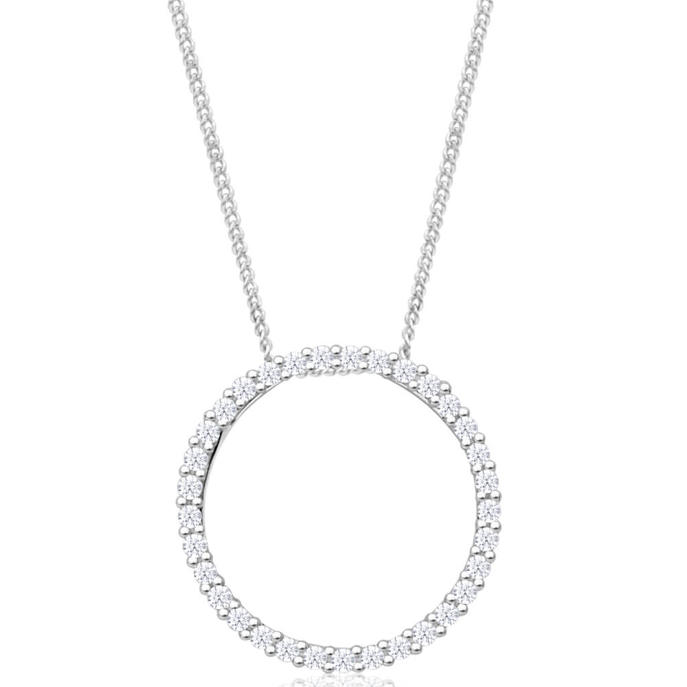 9ct White Gold Circle of Life 1/4 Carat Diamond Pendant Necklace - Elegant Jewelry Gift for Women, Perfect for Anniversaries & Special Occasions