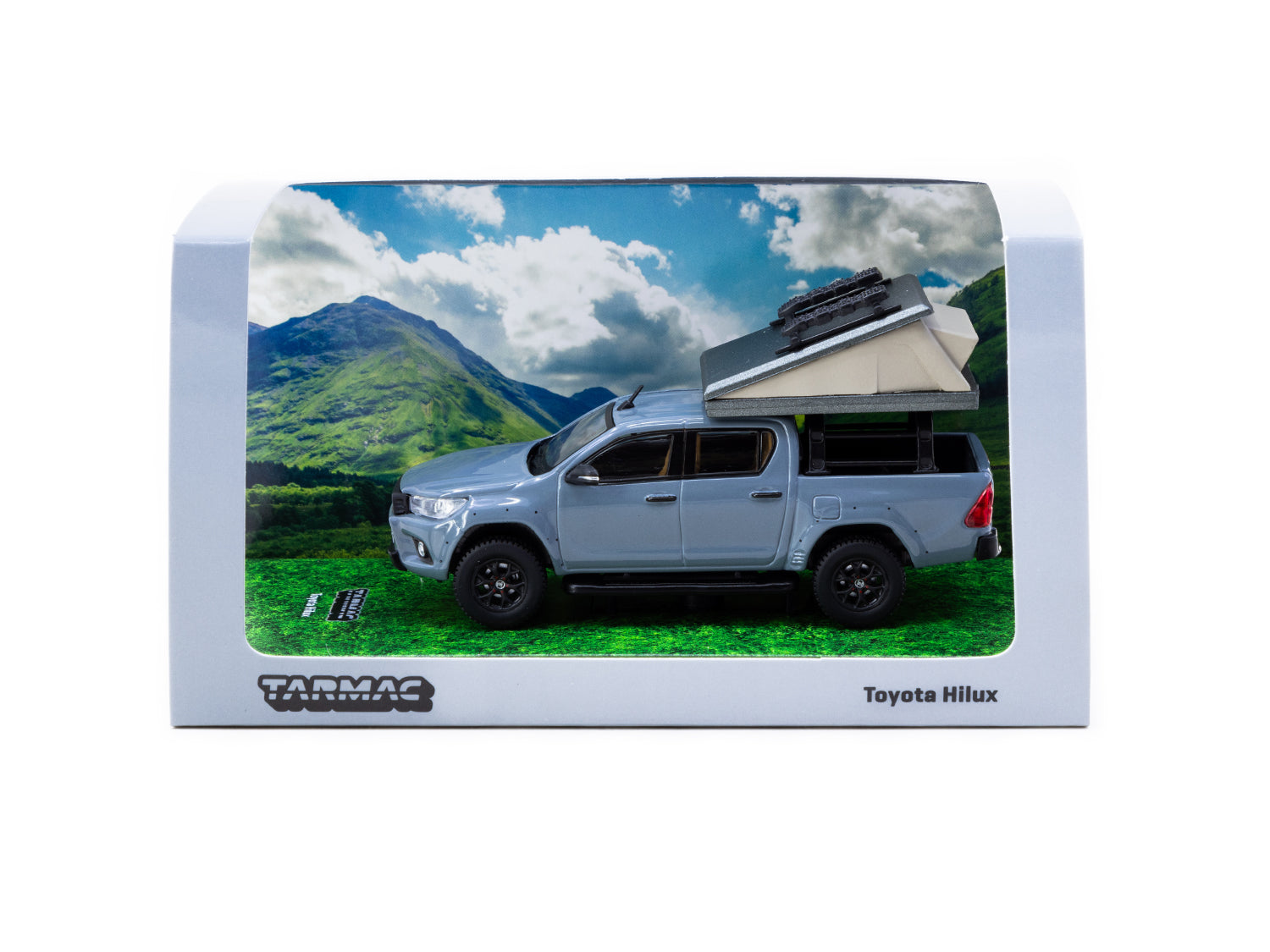 Tarmac Works 1/64 Scale Toyota Hilux Diecast Model Car - Grey (ROAD64) | Collectible Toy for Display, Racing Scenes & Diecast Enthusiasts